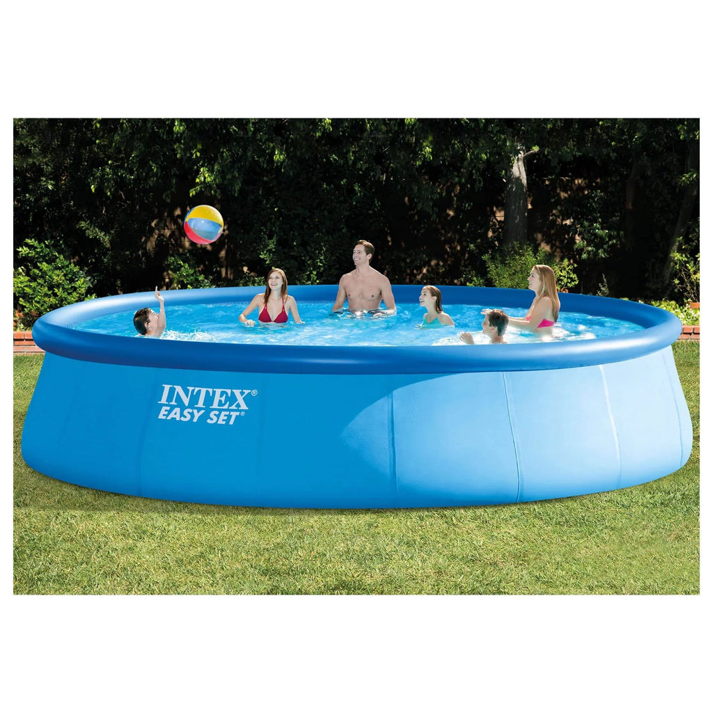 Round Metal Pump Inflatable & with Ladder, Cover 18ft Intex Ground 48in x Pool Frame Above