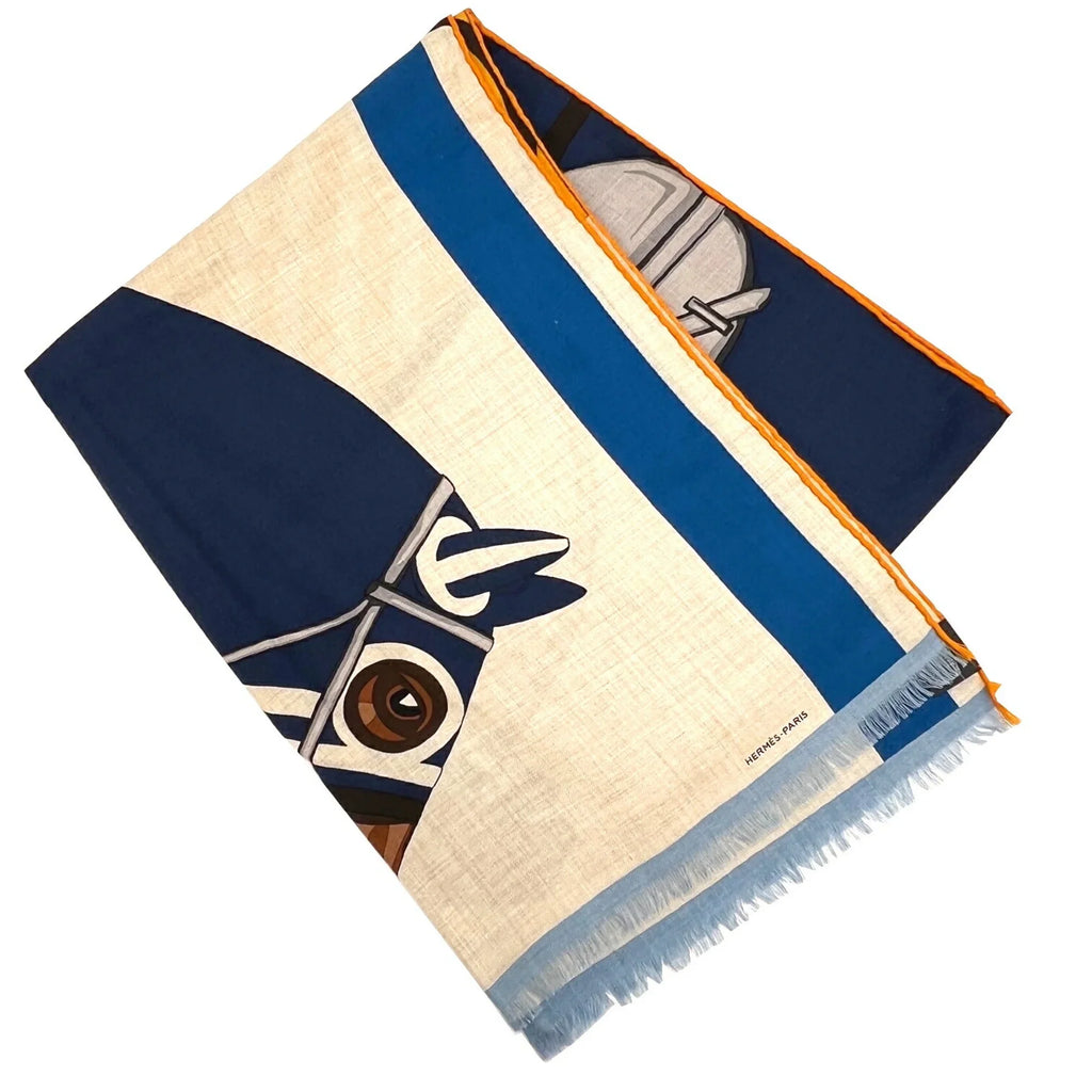 Marine Silk 22SS Scarf Stole (Like Women's Spring/Summer Natural Hermes Pre-Owned Cashmere Men's Jaune Rectangle Collection 2022 New) HERMES