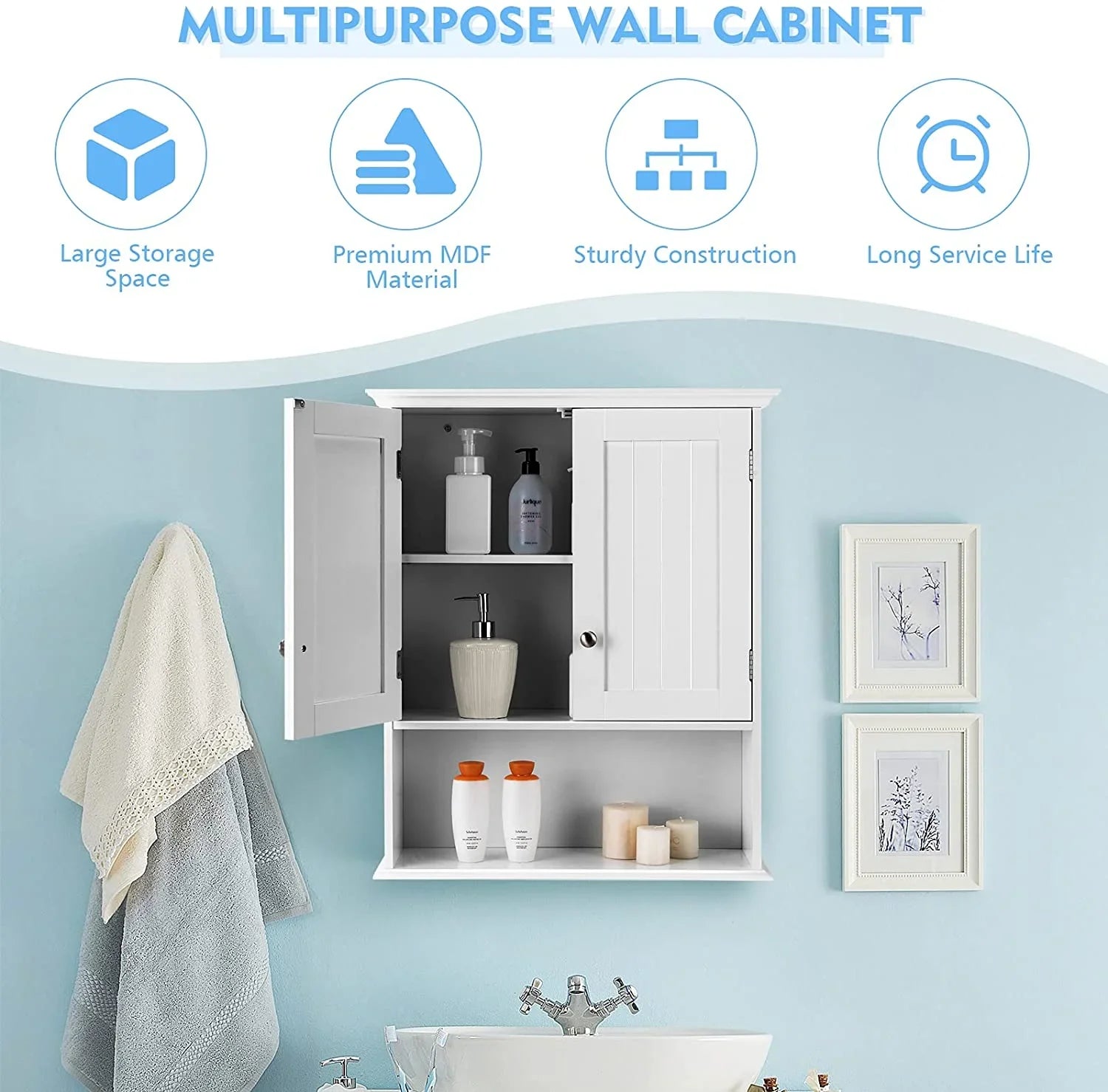 Wall Storage & Bathroom Storage Bathroom Kitchen Shelves, Bathroom Doors Cabinet Cabinet, Living Cabinet Multipurpose Mounted Medicine for Wall Hanging with Wooden Cabinet Room,