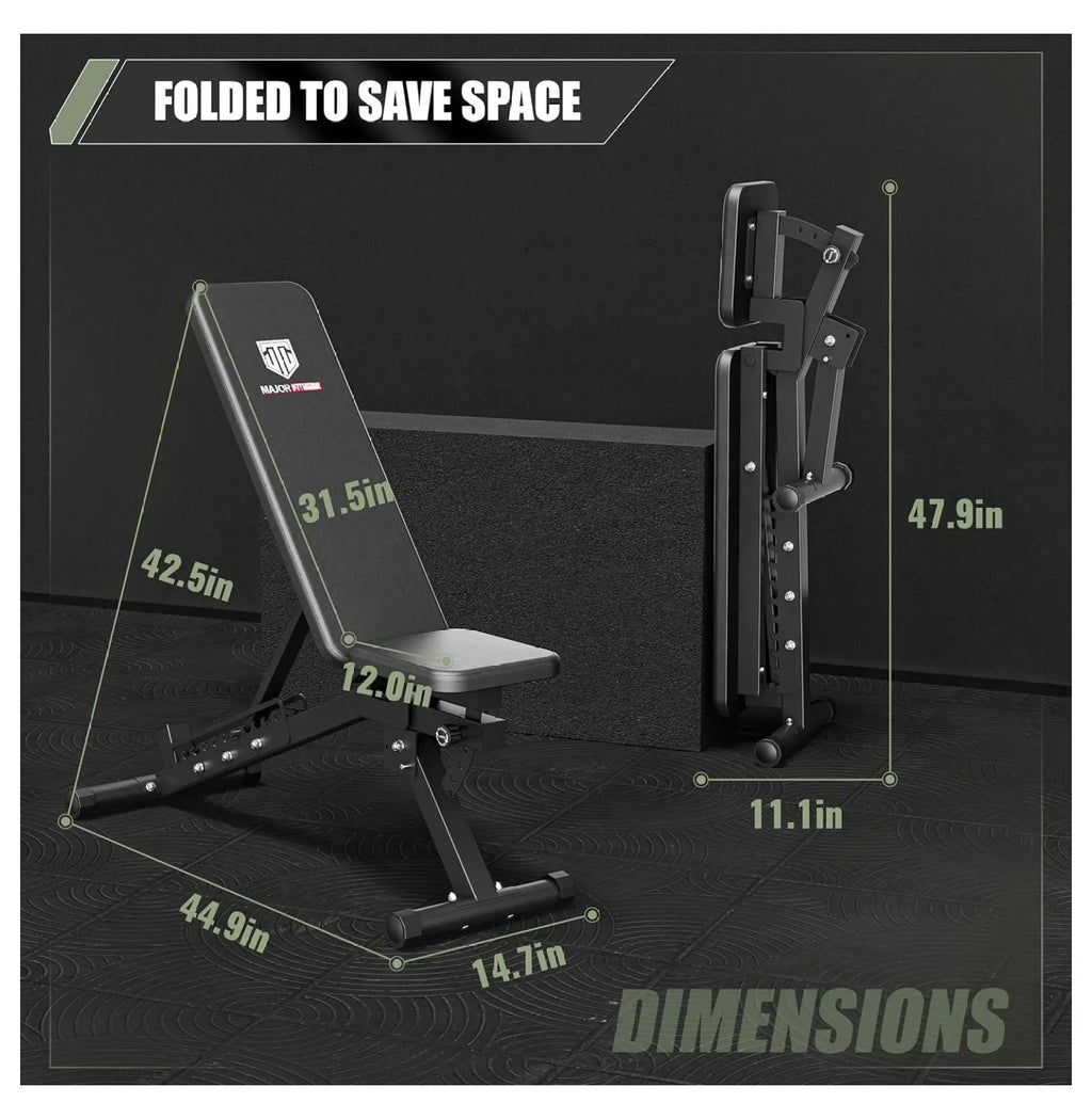 and and Workouts, Bench Weight Lifting, Capacity and Press Strength Fitness Major for Adjustable Weight Positions Gym Bench,1300 Press Bench Training 32 Garage Bench Home LBS