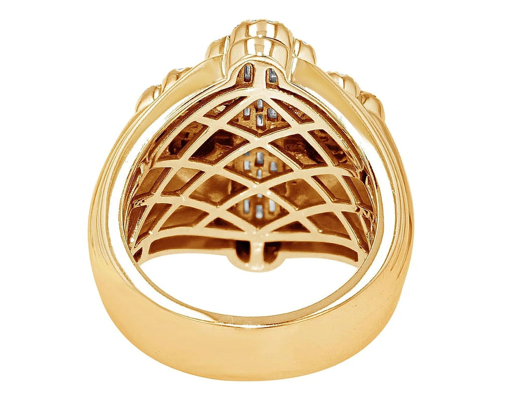 Pinky S10 Gold Ring 1.05 Diamond Baguette Cross 25MM CT