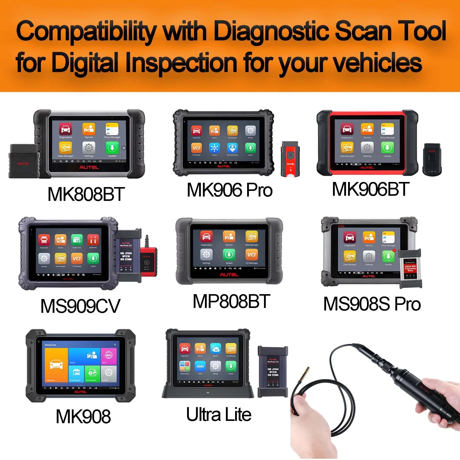 Imager PRO Digital with Scope MS906TS MS906 MS906 with PC Work MS909 MS906BT Inspection Ultra MS906S Autel MaxiVideo Camera MS Elite-MV108 Waterproof MS919 PRO-TS MS908P MV108 Head MX808 MS Video