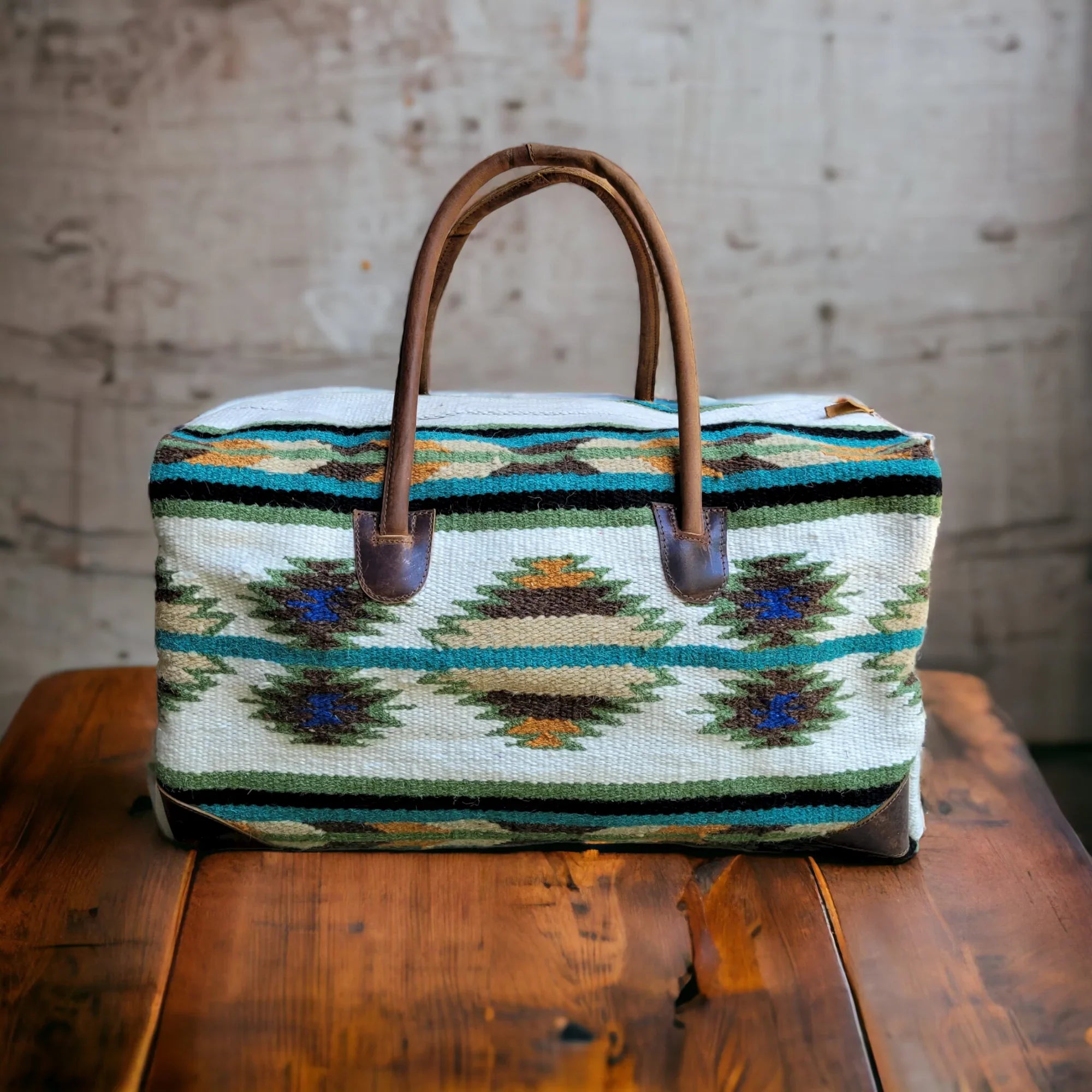 Blanket Bag Handles Aztec Bag Duffel Aspen Weekender Large Saddle 100% Leather Southwestern Boho