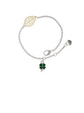 Leaf Jewelry Clover Goldtone Heart Four Delight Green Bracelet, Delicate - Mini Leaf with 6.25+1.75" Silvertone Leaves