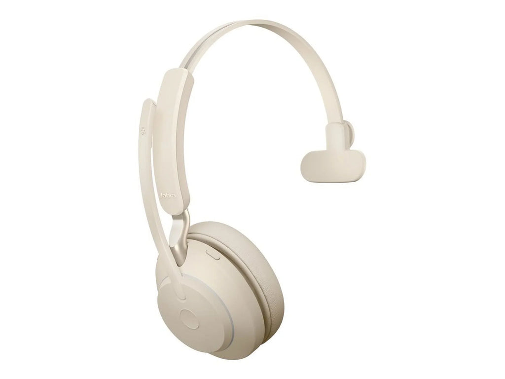 '- - wireless 65 - - USB-C Jabra convertible UC - noise stand with charging on-ear Evolve2 beige - Mono isolating Headset - Bluetooth - -