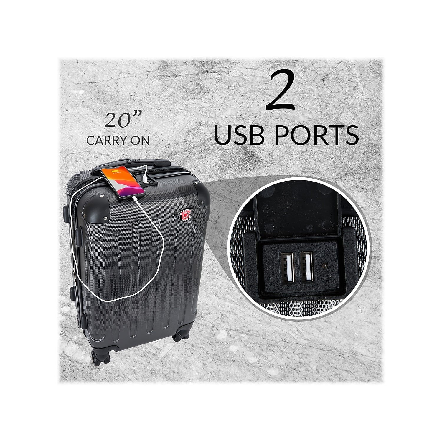 2-Piece (DKINT0SM-BLU) Luggage DUKAP Intely Blue Plastic Set