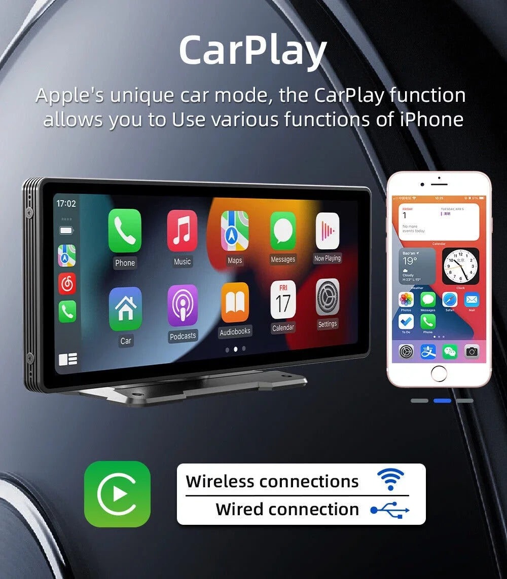 Wireless Navigation, Radio Mirror Stereo 10.26" Touchscreen, Car Android Bluetooth5.0, Control,AUX Auto, Car Maps Apple Cable Link, & Voice CarPlay Vehicles Portable