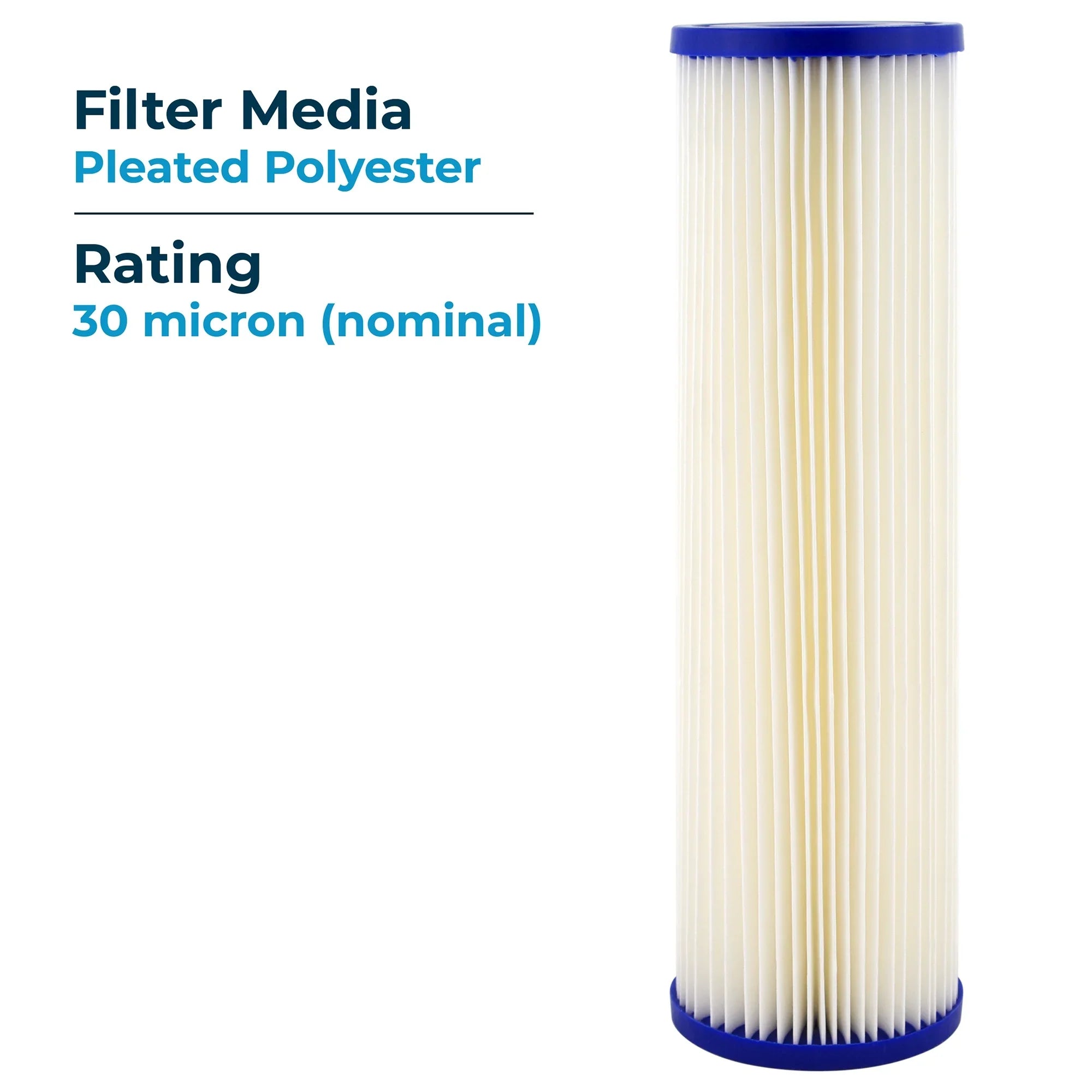 Micron 2.5" Cartridge, Pleated 10 Filter SpiroPure Polyester Pack) 30 x (24