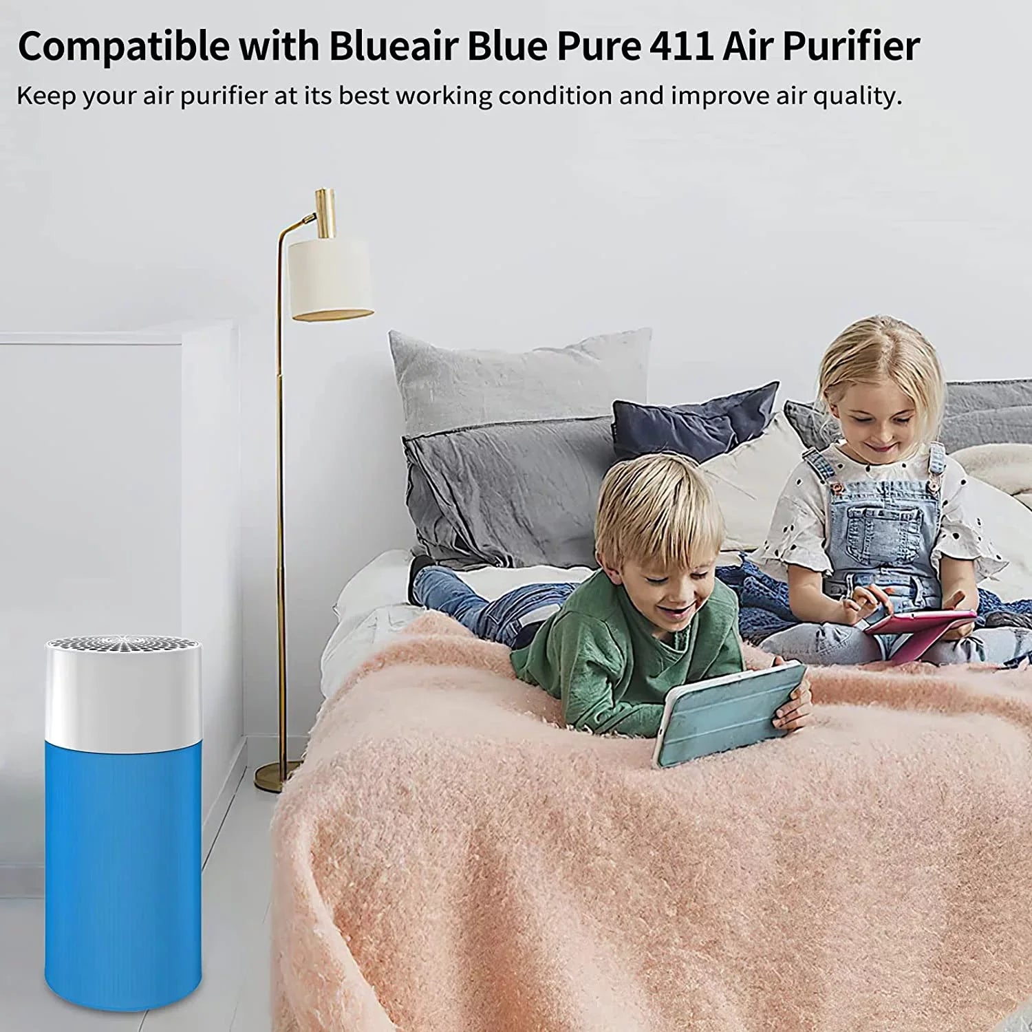 411 Blueair and Including Pre-filter Blue 2PCS Filter 411, Pure 2PCS Filter KEEPOW Air Purifier Blue Carbon Fabric Particle for Replacement