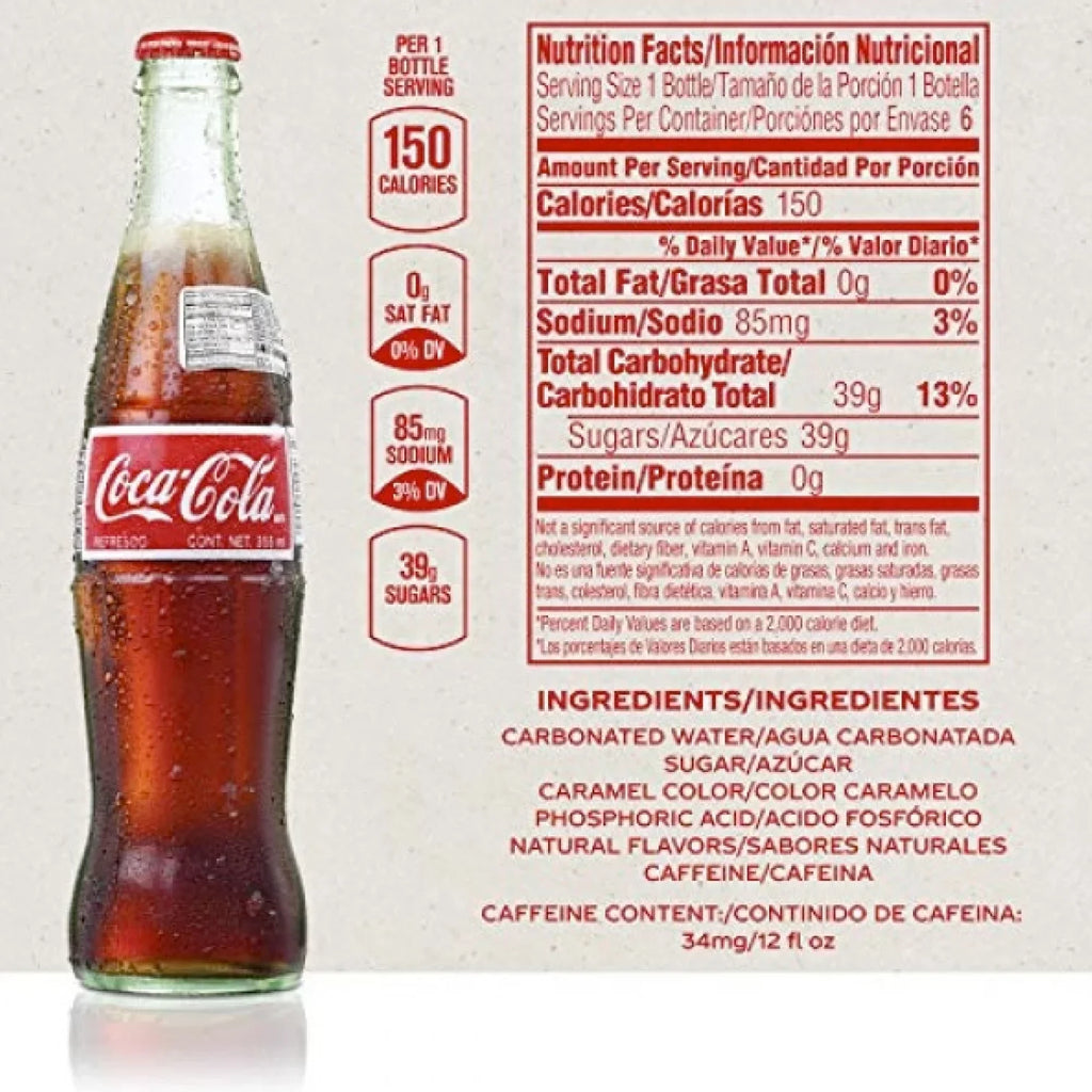 Case Coke (12-Pack) Sugar oz. fl. Mexican 12/12 (355ml) Sweetened Authentic Bottle Glass Real Cane