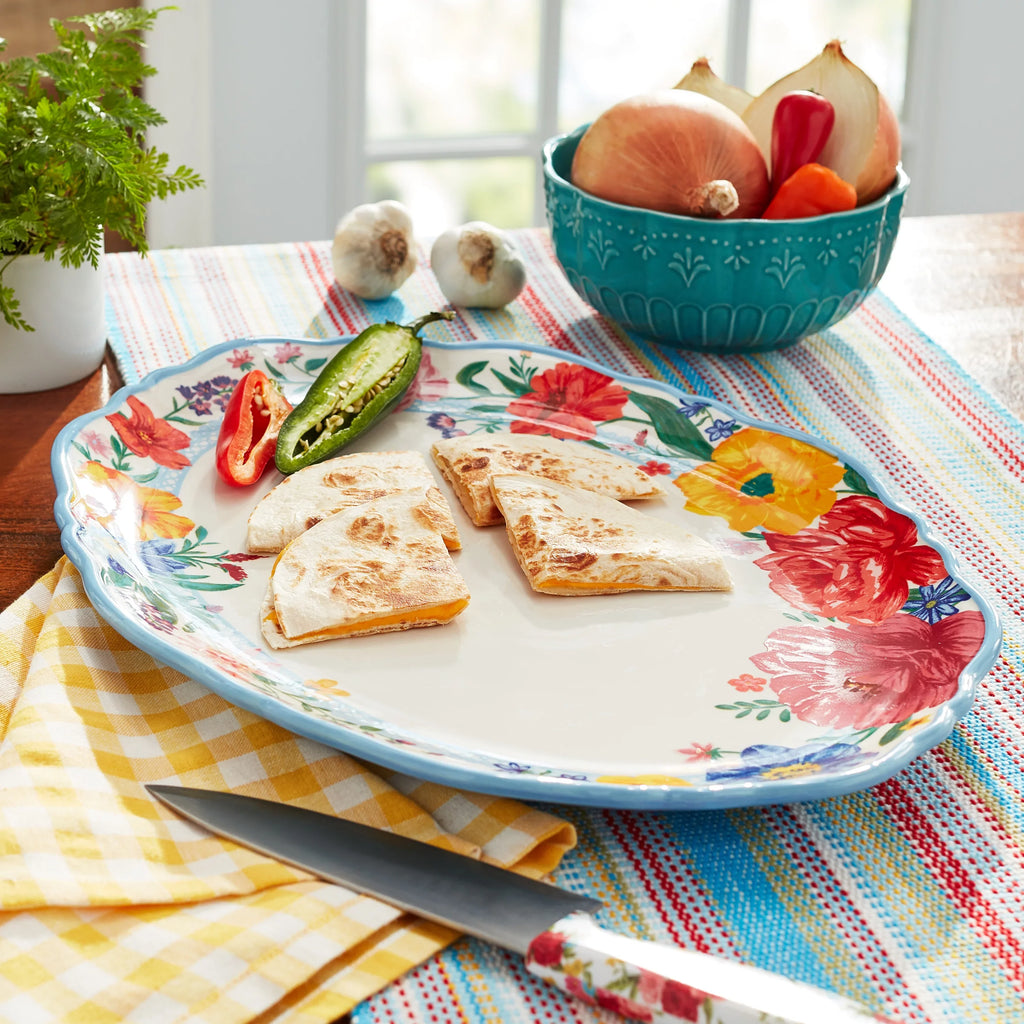 Blooms Brilliant Platter Woman Serve Stoneware Pioneer The