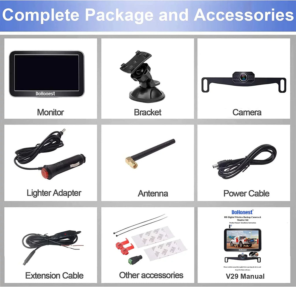 Play Night Signal Plug Pickup Camper HD and Car V for Wireless 2 vision 7-Inch: Stable Kit Easy to Install Van Bluetooth DoHonest Channel Truck Camera Monitor Backup Cam Reverse 1080P Auto-Switching