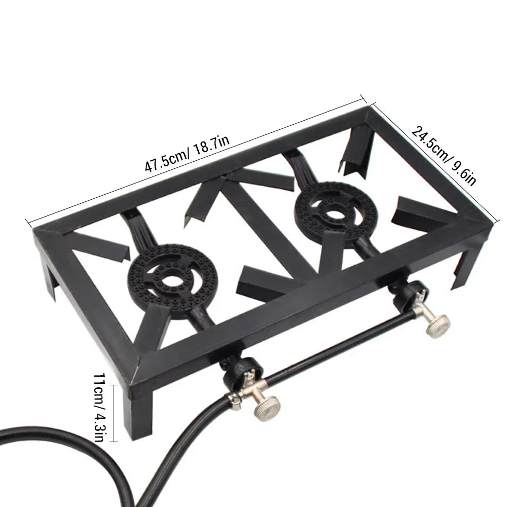 ( Iron Patio BBQ Apexeon Gas Cooking Camping for Propane Double Stove Cast Standard)