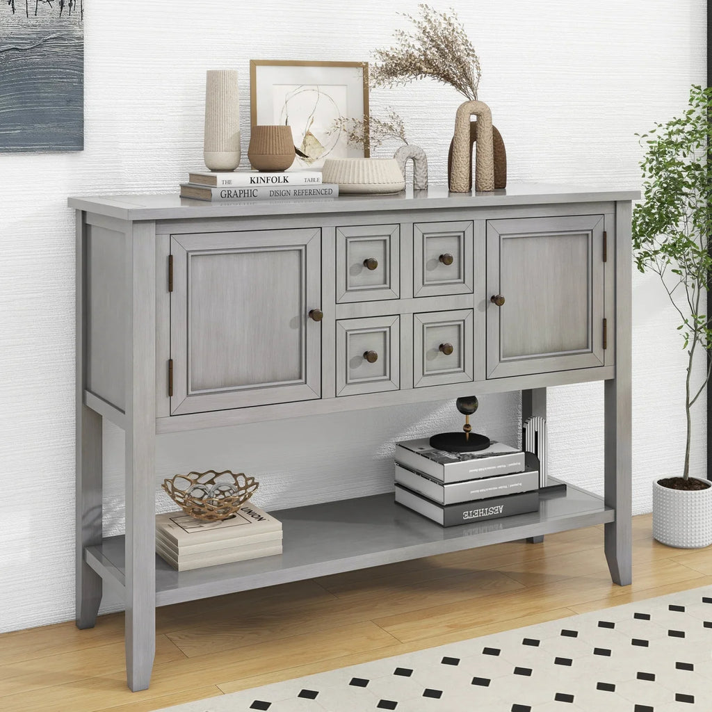 OLD Living (Espresso and Cambridge Drawers and Console WF190263AAP) Small with Storage Ample Table Entrances TREXM Series Shelf SKU for Four Rooms Kitchens Bottom Vintage