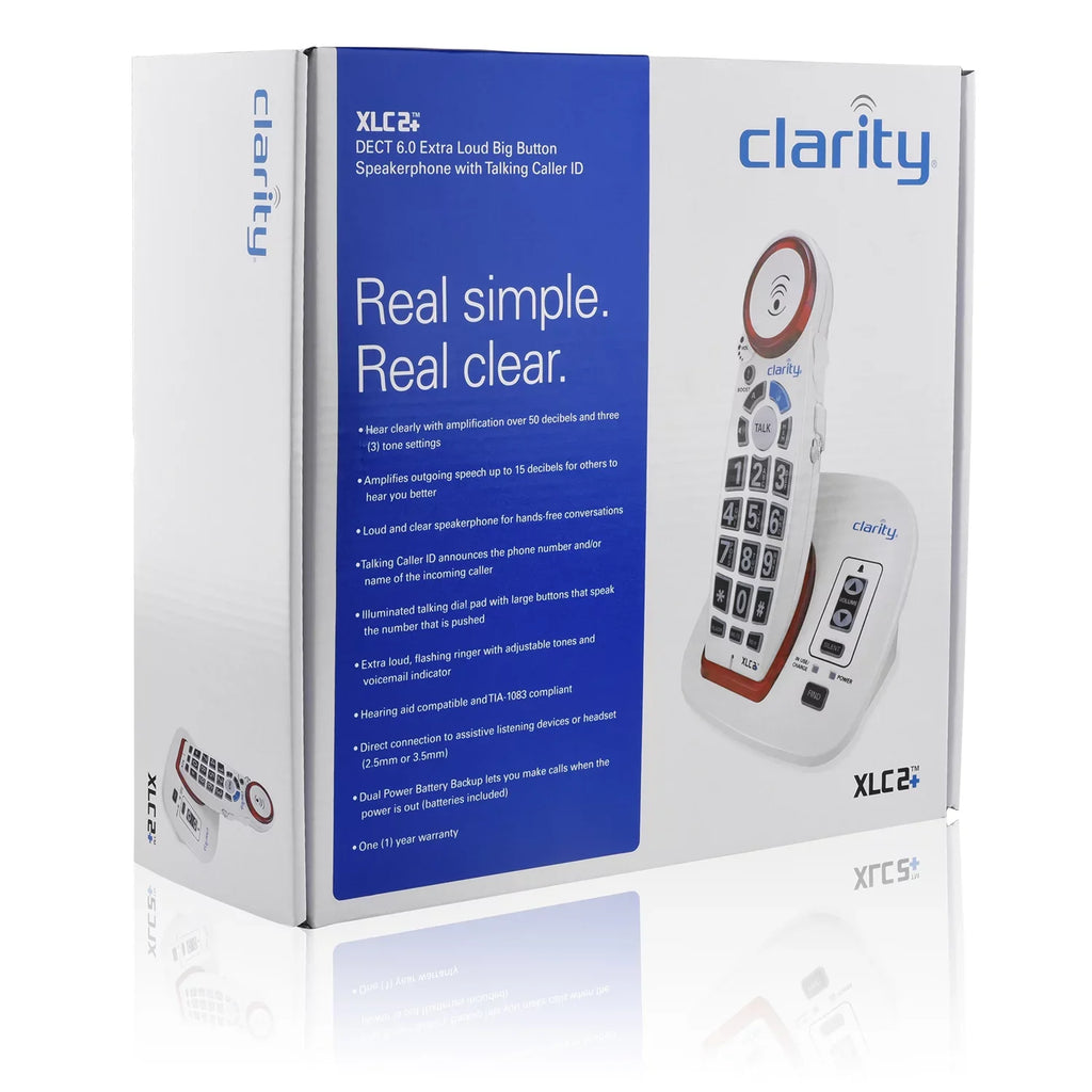ID, Button Big Clarity Talking Caller Amplified with Speakerphone Cordless White