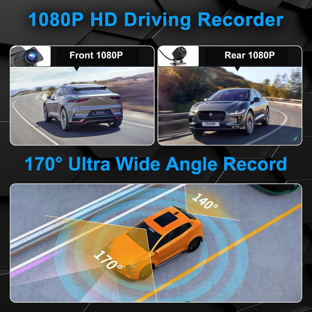 Cam Dash Car IPS View Recorder Vision, Touch TSV G-Sensor, Camera, 1080P Screen Camera, Mirror Dual Rear Night Backup Driving with