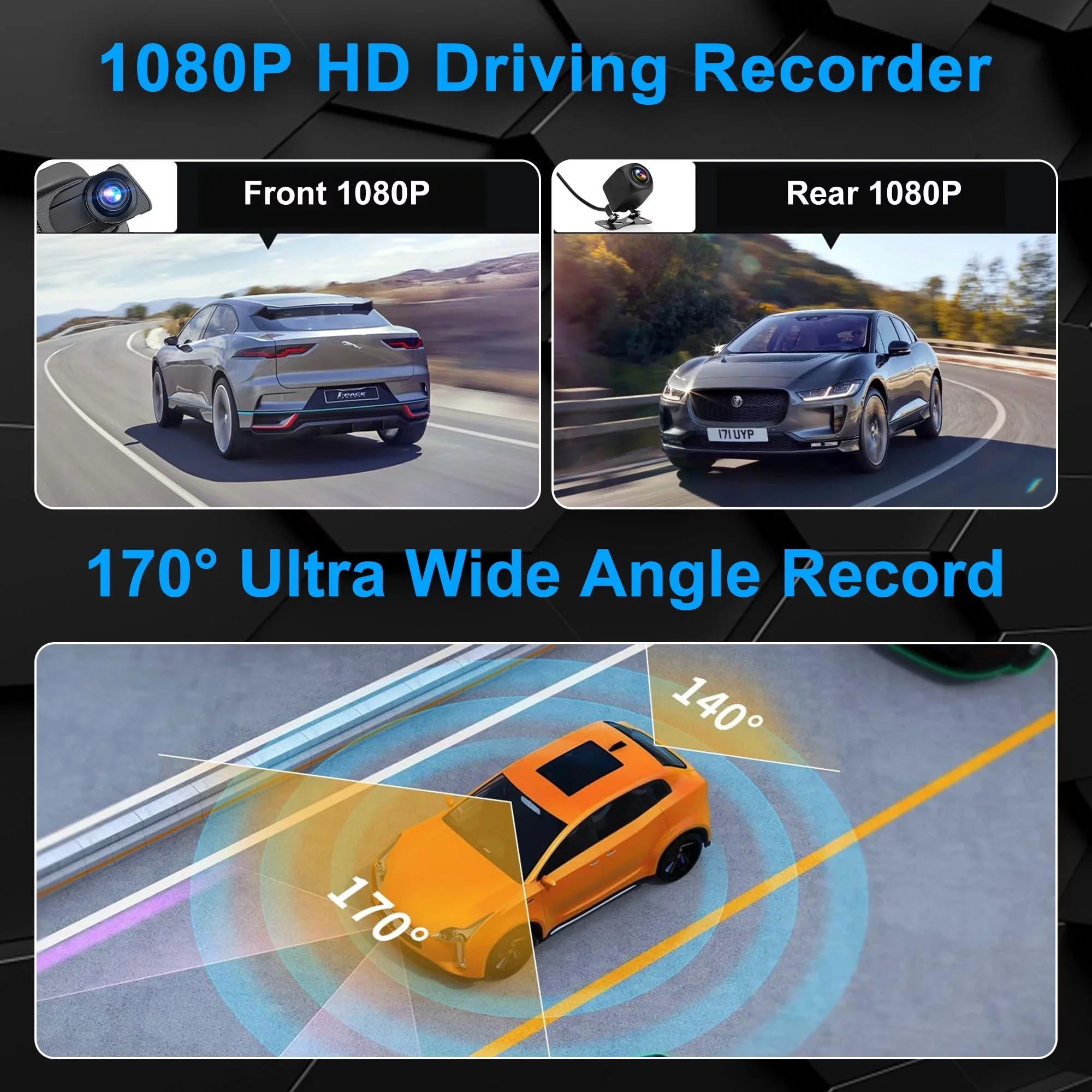 Cam Dash Car IPS View Recorder Vision, Touch TSV G-Sensor, Camera, 1080P Screen Camera, Mirror Dual Rear Night Backup Driving with