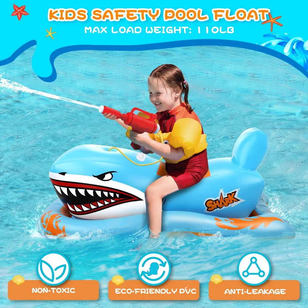 Waterpistol Pool Pool Ride-on with Girls Game Kid for Age Pool Floats 3-12 Boys for Kids,Shark Toys