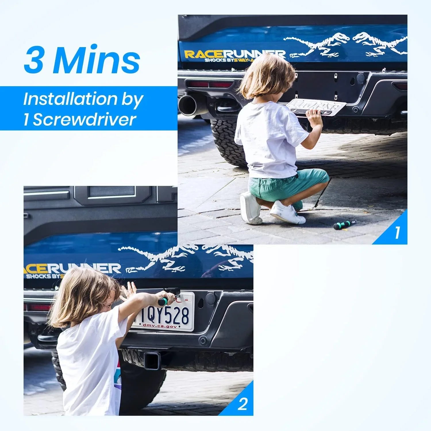 Camera Trailer/SUV Plate Wireless Backup License Vehicles IP68 for Waterproof Reverse AUTO-VOX Camera Solar Camera