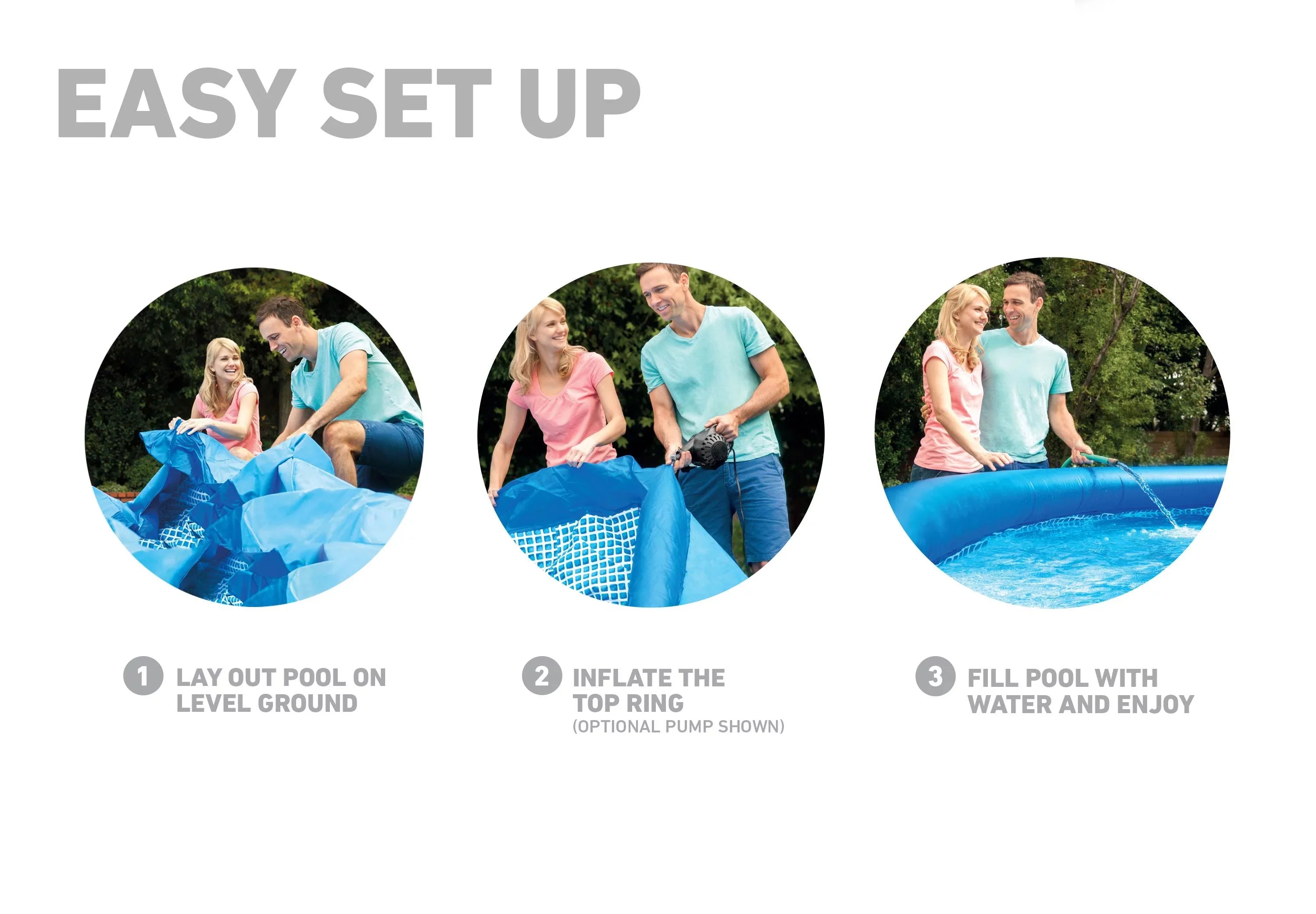 Round Metal Pump Inflatable & with Ladder, Cover 18ft Intex Ground 48in x Pool Frame Above