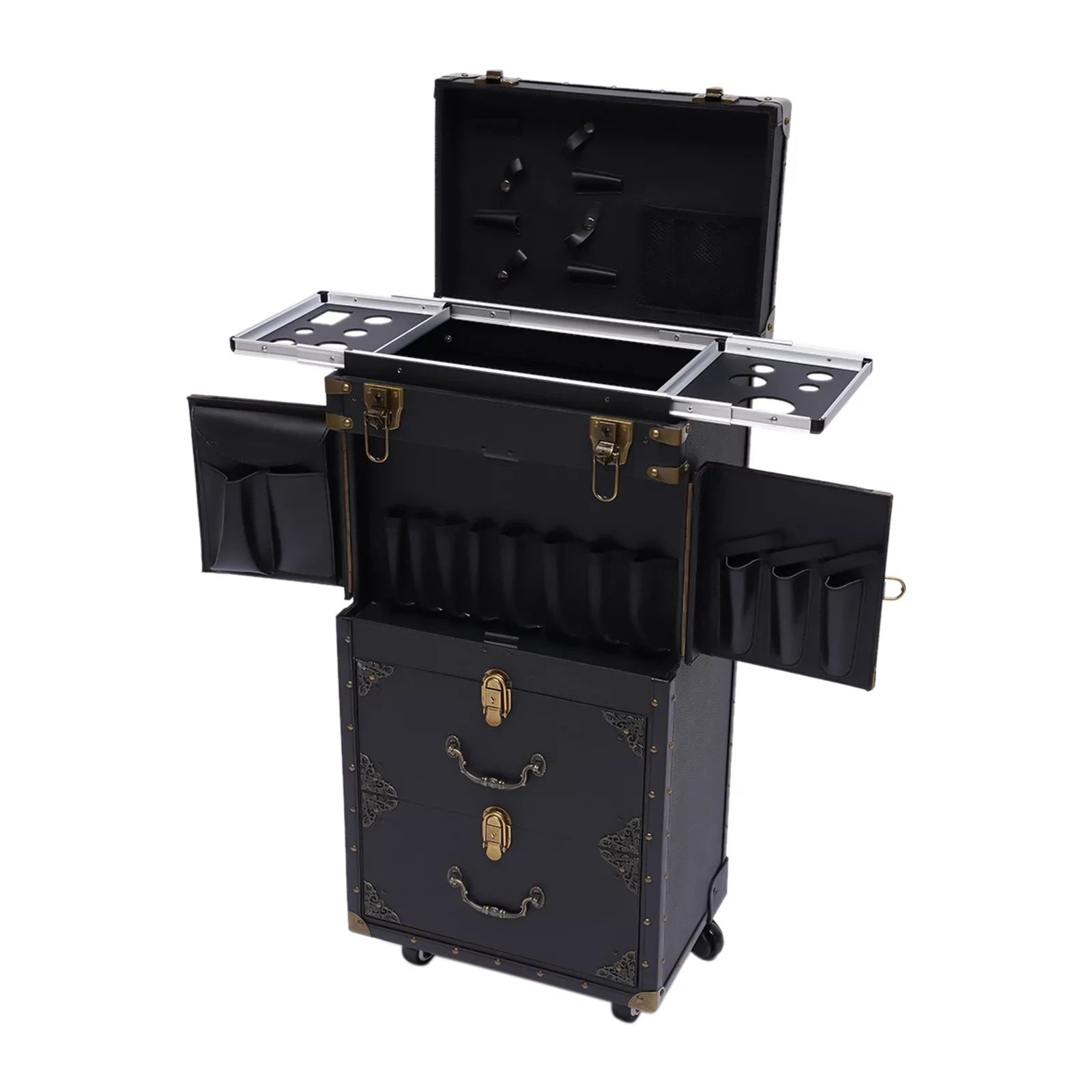 Makeup Salon Hairdressing Aiqidi Beauty Hair Stylist Trolley Luggage Tool Organizer Train Travel with Barber Case Holder Dryer Cosmetic Box Lockable Rolling