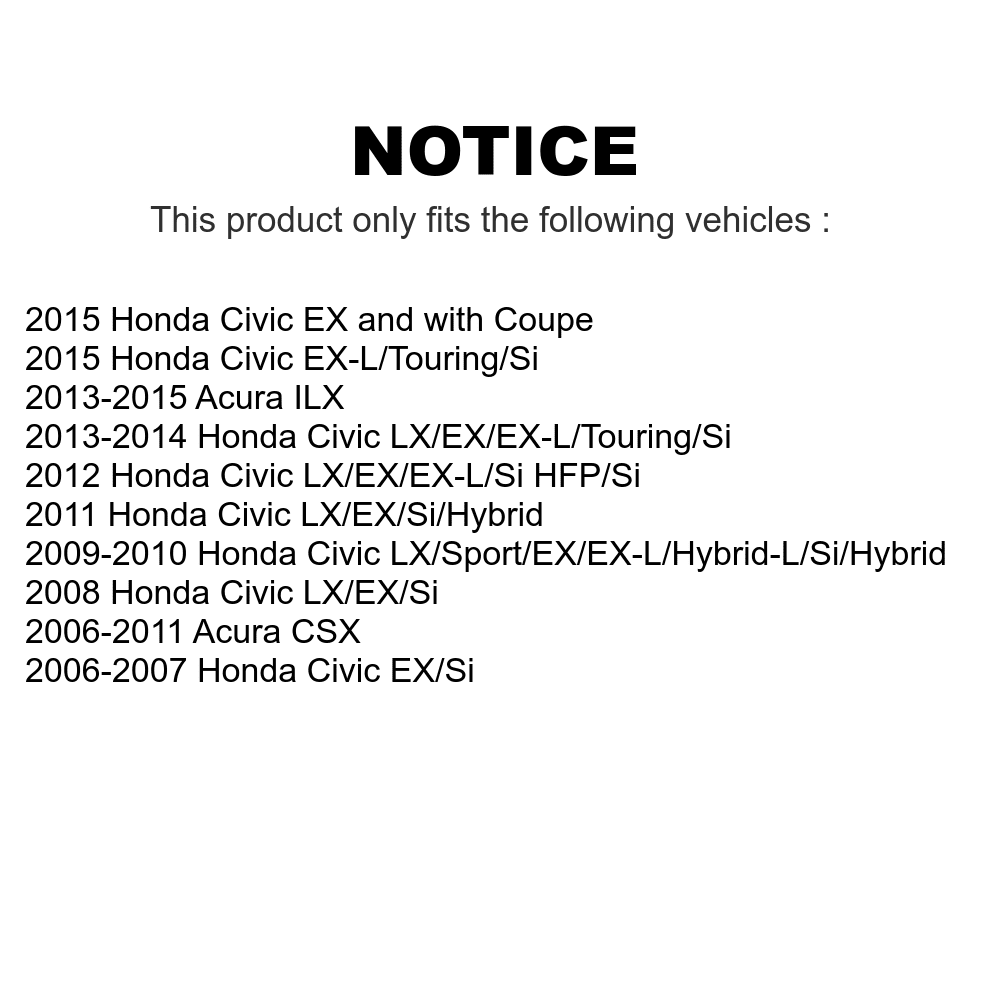 Semi-Metallic K8F-101813 Rear For Kit Honda Brake Civic Auto Disc Acura Transit CSX ILX Pads - And Rotors