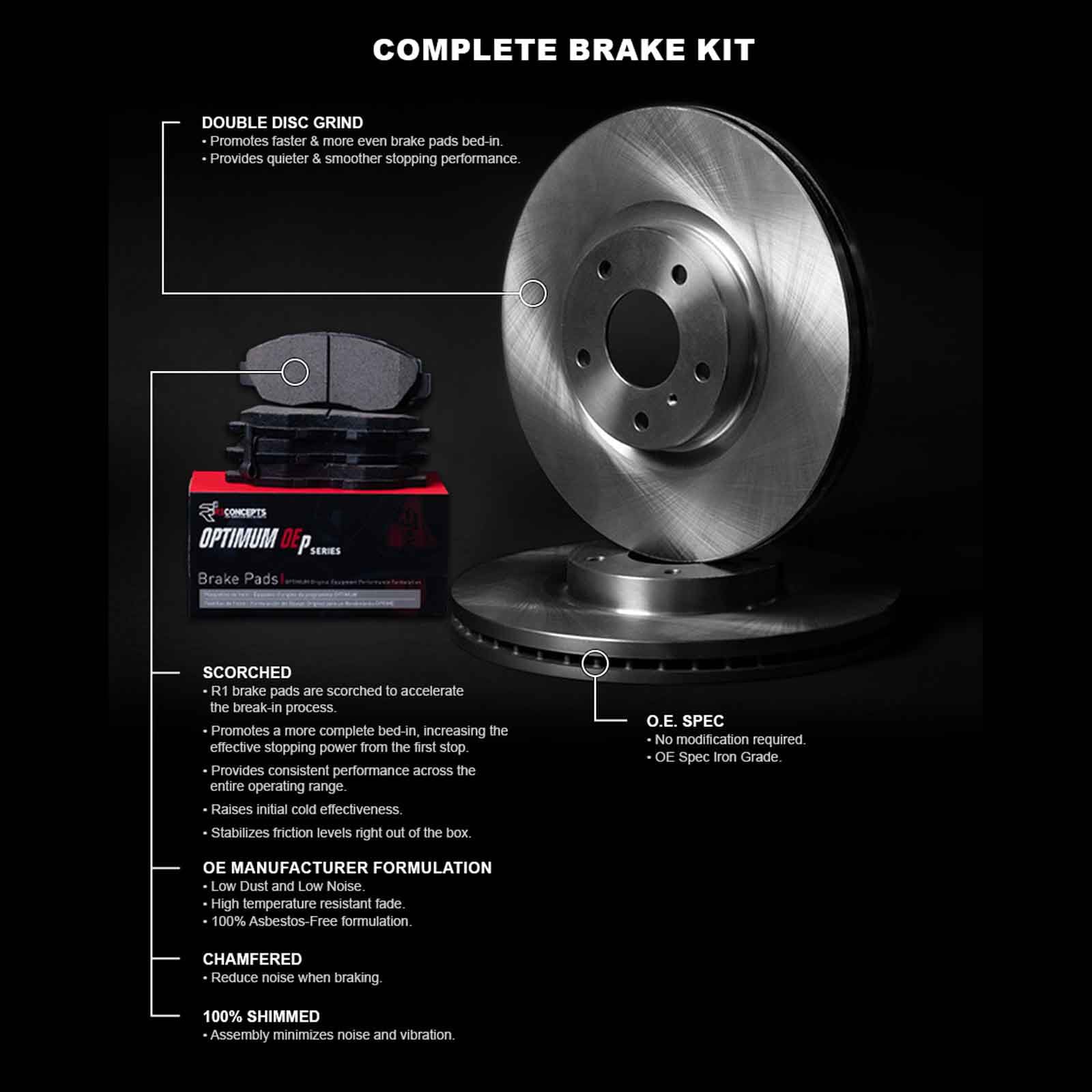 Pads| Optimum Brake R1 WFUN1-39062 and Pads |Rear Pads| Rotors Brake Rotors OEp Brake Kit and and Rotors Rear Brakes Concepts