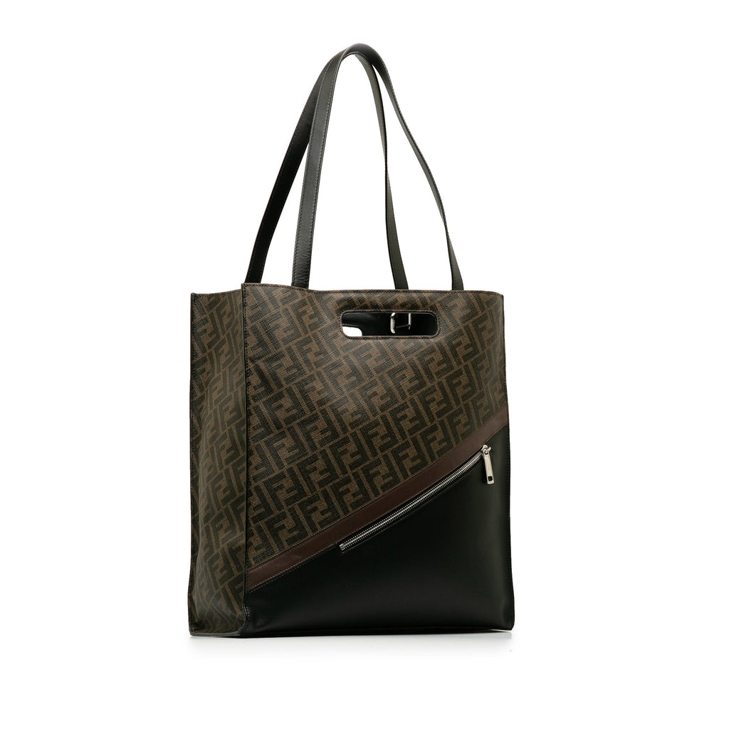 Pre-Owned Unisex Fendi Coated 1974 Brown Zucca Tote Shopping Canvas Fabric (Good) Authenticated Satchel