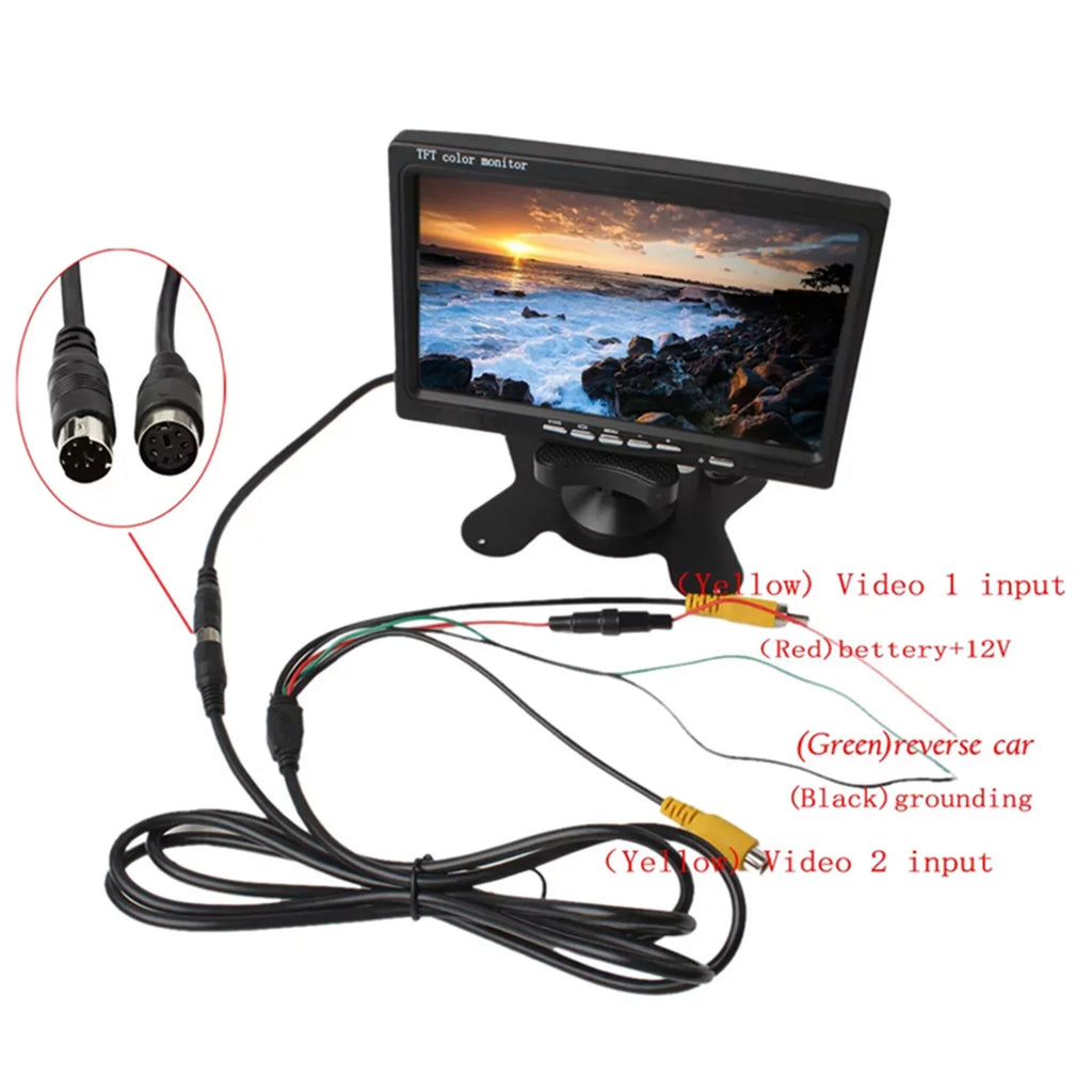 Screen View Reverse For Inch Monitor HD Display 7 Backup RV Bus TFT Trucks Car Input Built-in Monitor 1024x600 AV Rear Camera HD Trailer Display Speaker Screen