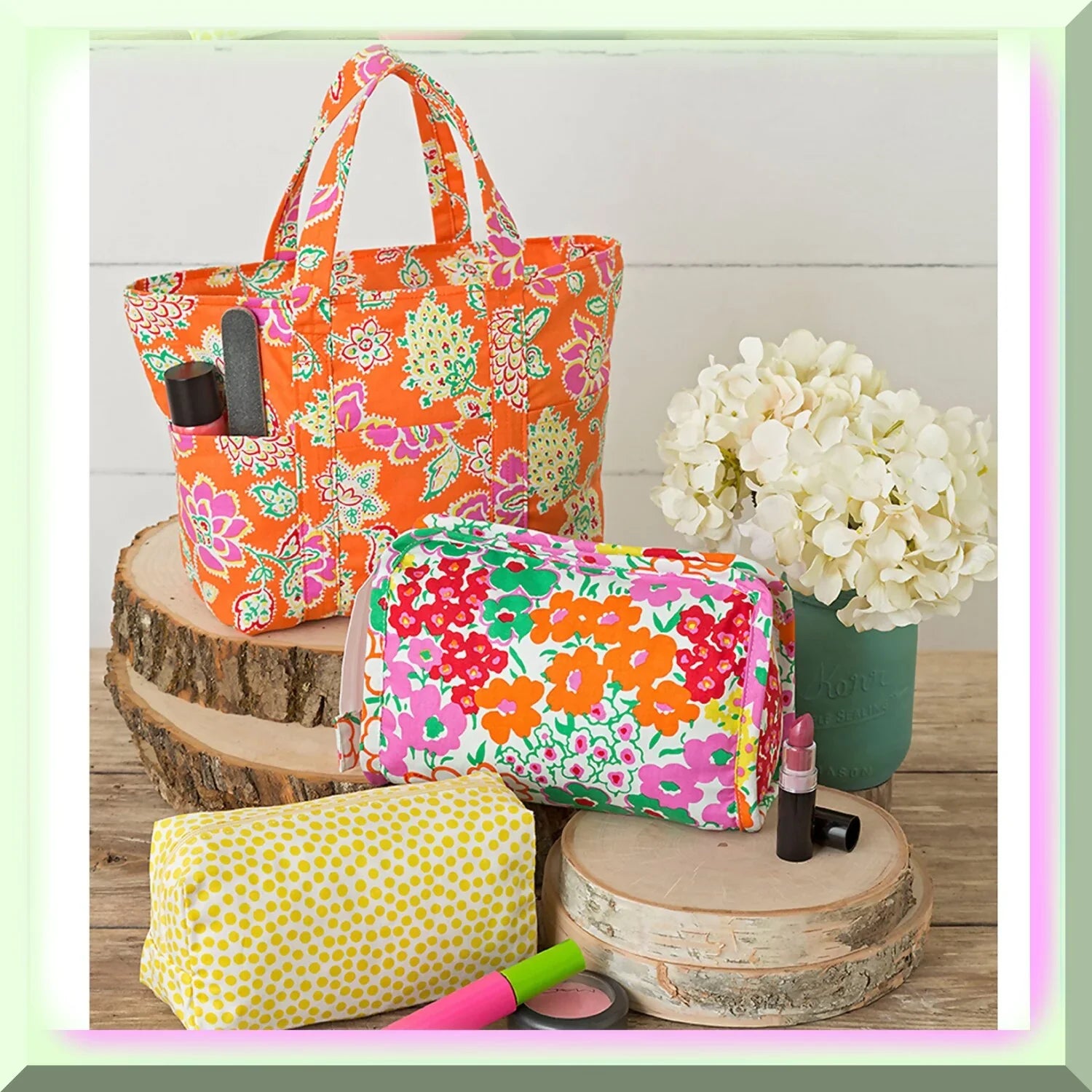 Versatile Bag, Size, Tote - Stylish, White Pattern Chic Cosmetic One & Sewing Code Couture Carryall 9310,