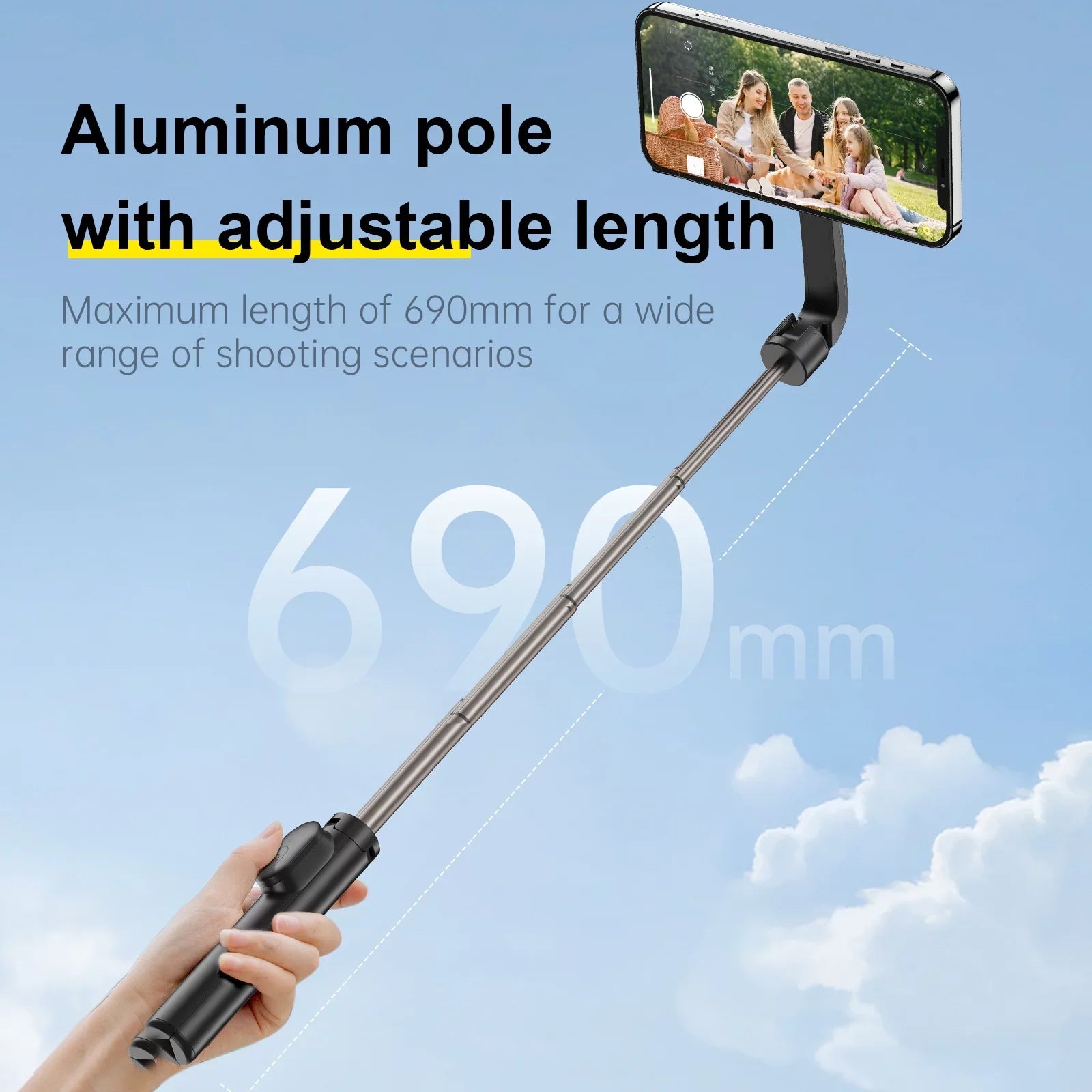 Magnetic Remote Stick inch Selfie Tripod, TELESIN Rotation , with Control 27.1 for