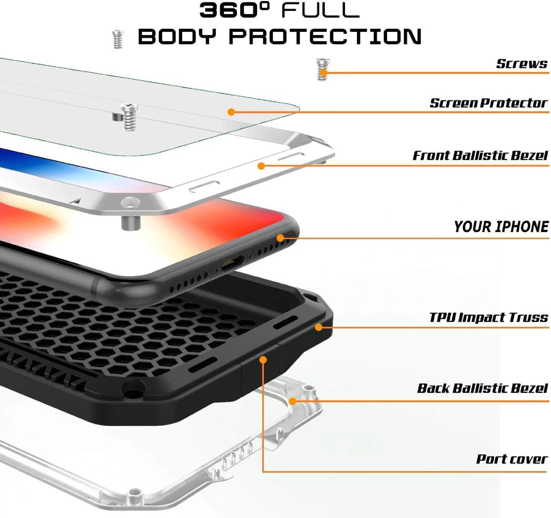 Gorilla Scratch Aluminum Resistant iPhone Protection, Grade Shockproof 6 Rugged Heavy Plus and Military Duty Glass (Silver) Travel Outdoor Metal Case