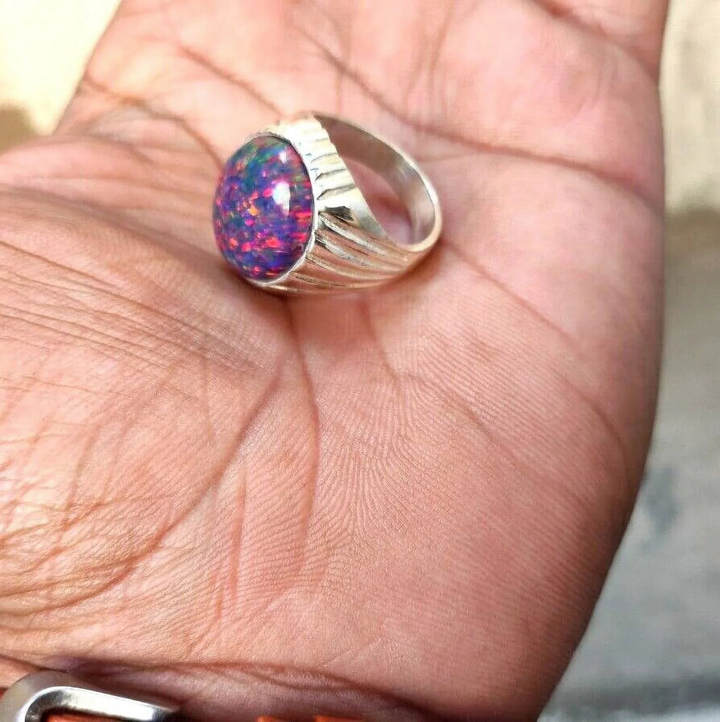 Ring, Gifted Item Her Engagement Australian Gift Opal Opal Lover Natural Ring, Fire Certified October Welo Cabochon for Birthstone Ring,