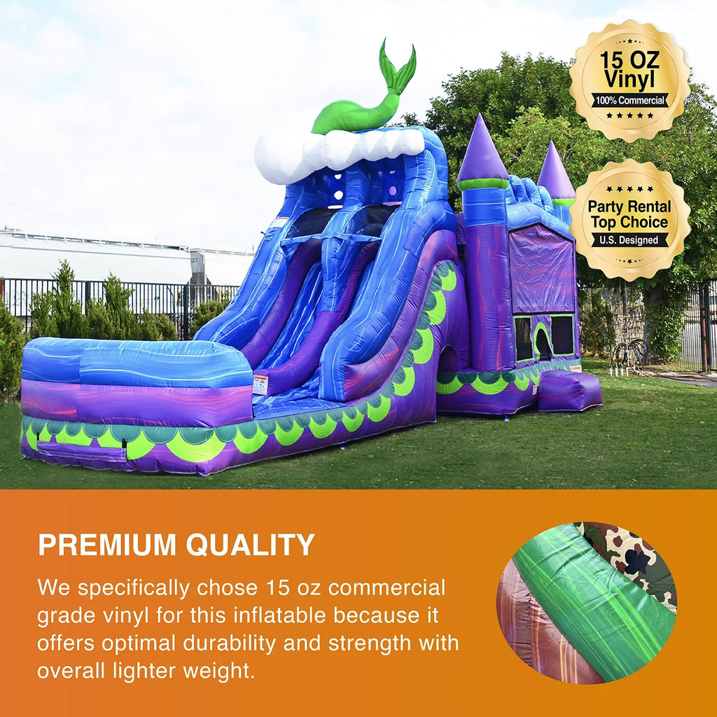 and Outdoor Kids Adults Mermaid and Lane Commercial JumpOrange Slide Dual Bounce Titan House Grade Inflatable Pool for with with Blower
