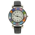 Watch Murano With Serena - Leather Band Black Millefiori GlassOfVenice