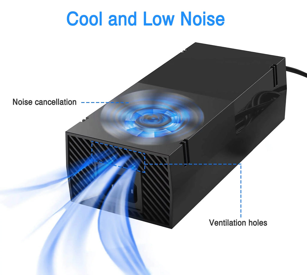 One for Supply [220W Cool with Brick Console Game Cord, 12V Low Xbox Power Noise 17.9A] NATNO Power and