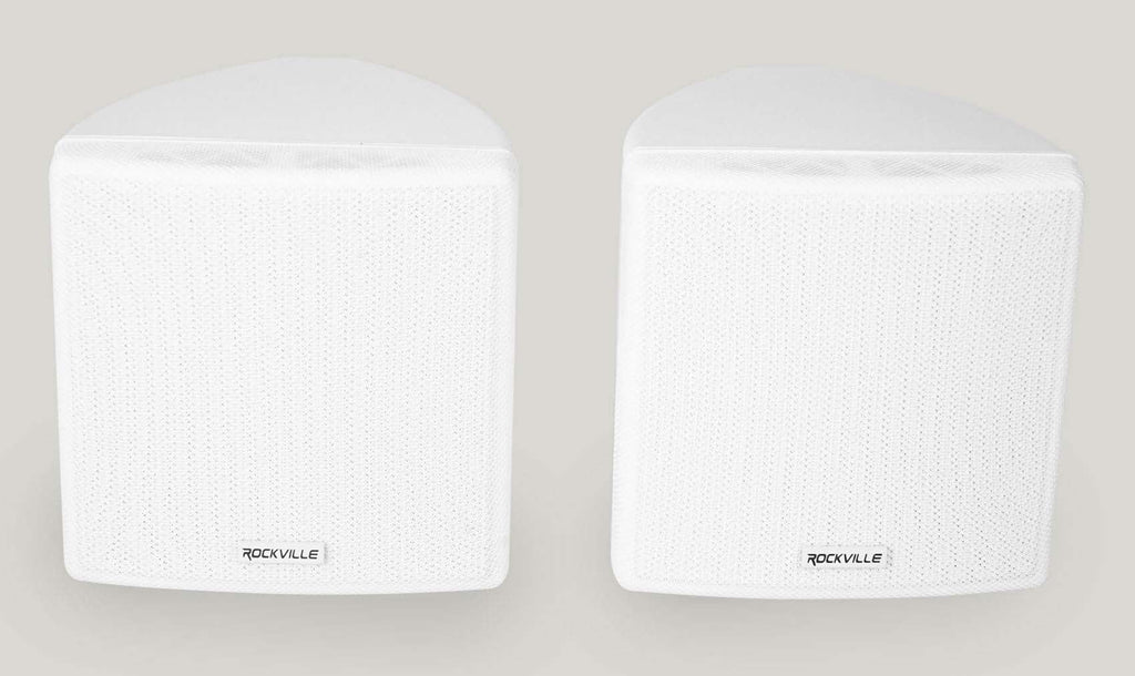 Restaurant White 3.5" Swivel Mount Wall 70v 4 Speakers Cube Rockville Commercial