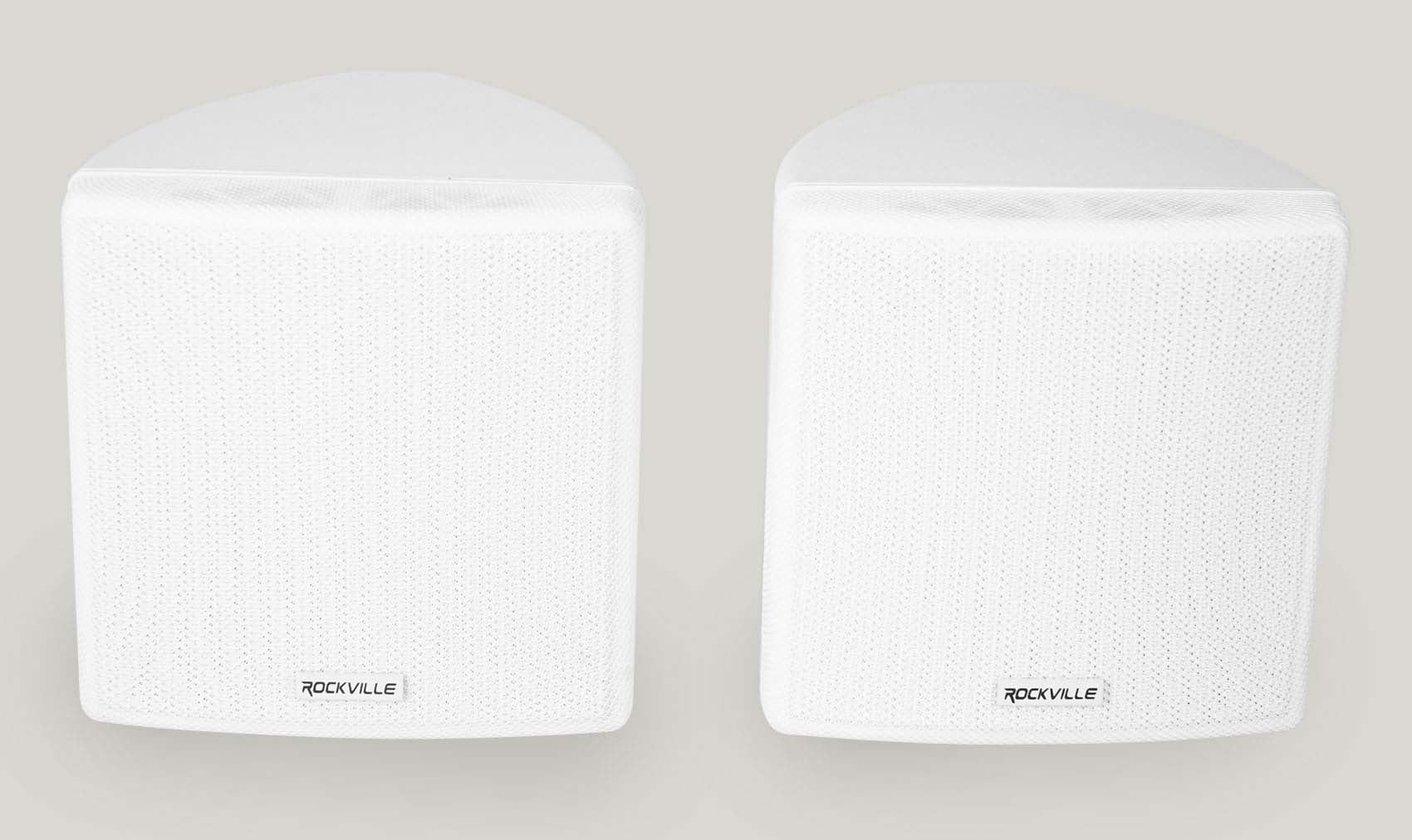 Restaurant White 3.5" Swivel Mount Wall 70v 4 Speakers Cube Rockville Commercial