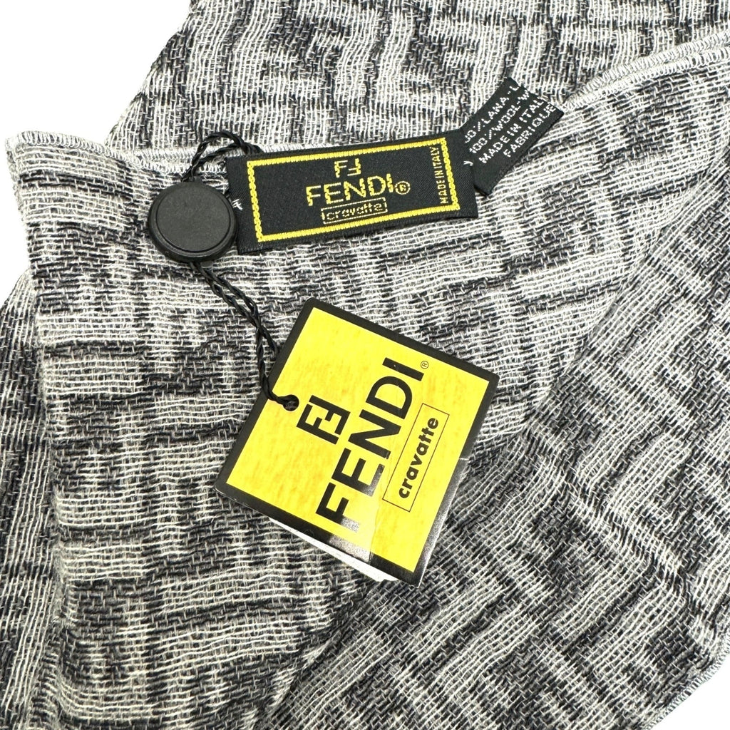 Stole Pattern Men's Muffler Gray Pre-Owned Women's New) FENDI Wool Zucca (Like FF