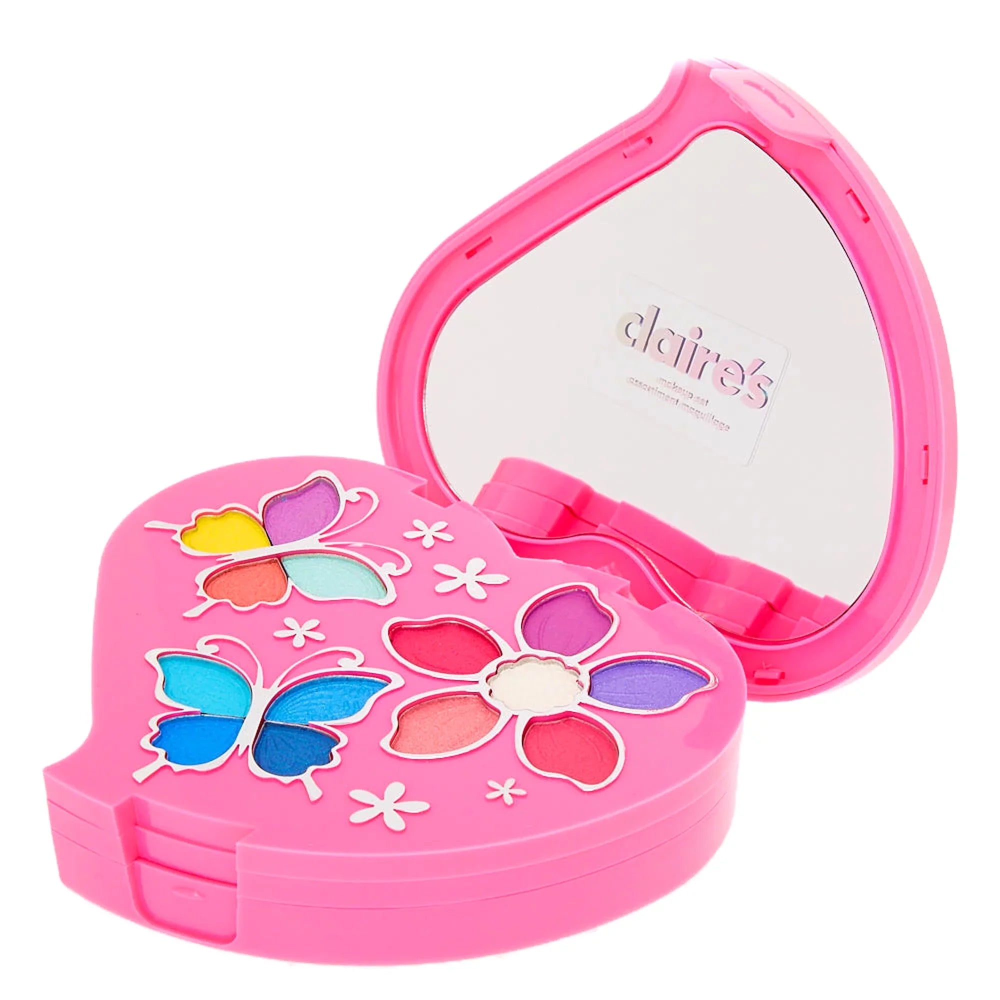 Claire's Heart and Palette, Eyeliner, Eyeshadow, Blush, Pink Lipgloss Applicators, 57275 Girls Includes Cosmetics Shapped