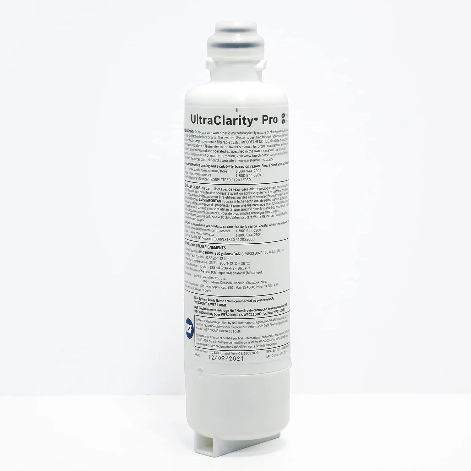 Pack Water Filter, REPLFLTR55 Pro Bosch of RA450022, 4 BORPLFTR50,BORPLFTR55, UltraClarity Replacement/Compatible