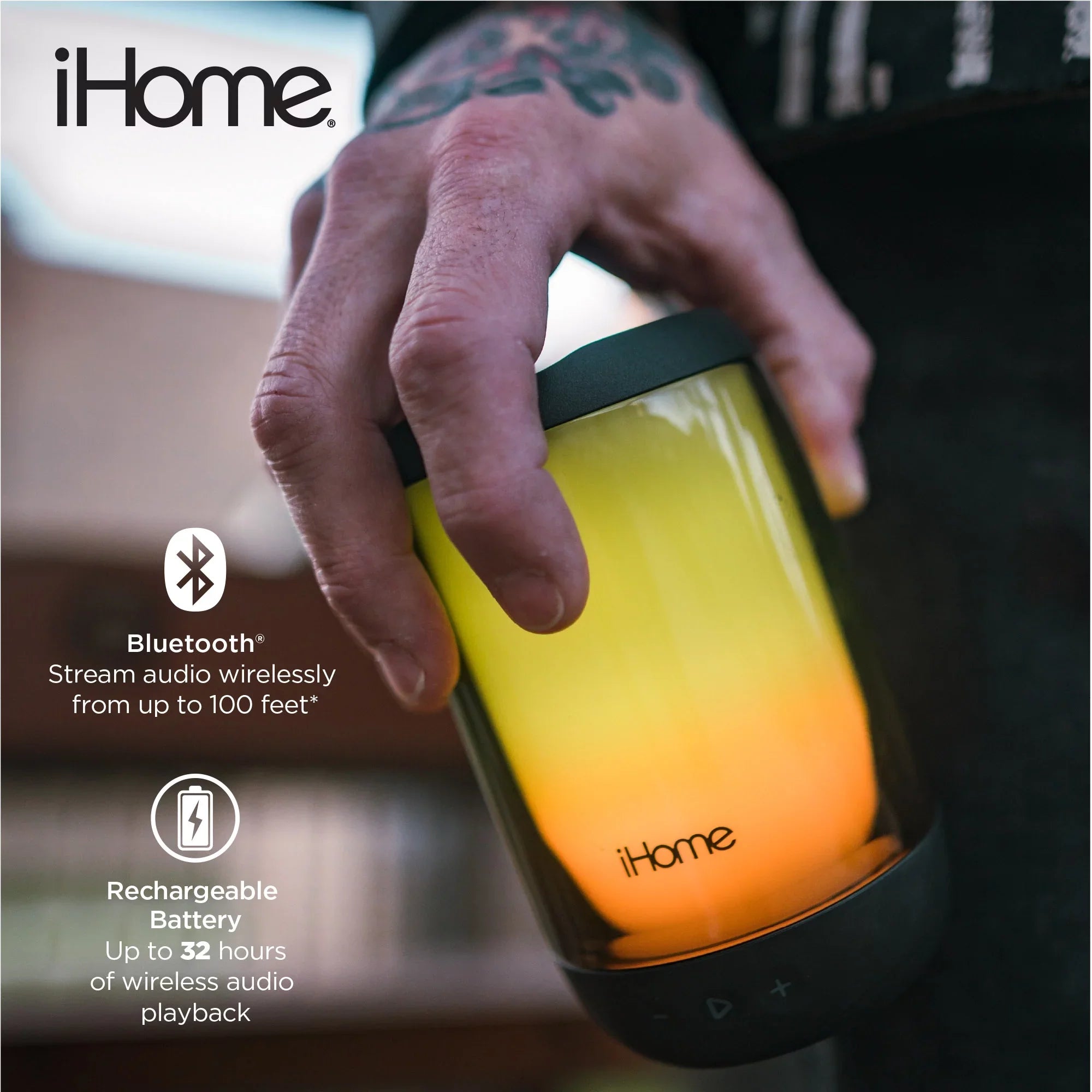 Waterproof Color Mega Play with Bluetooth + Battery Glow Rechargeable Changing iHome Speaker