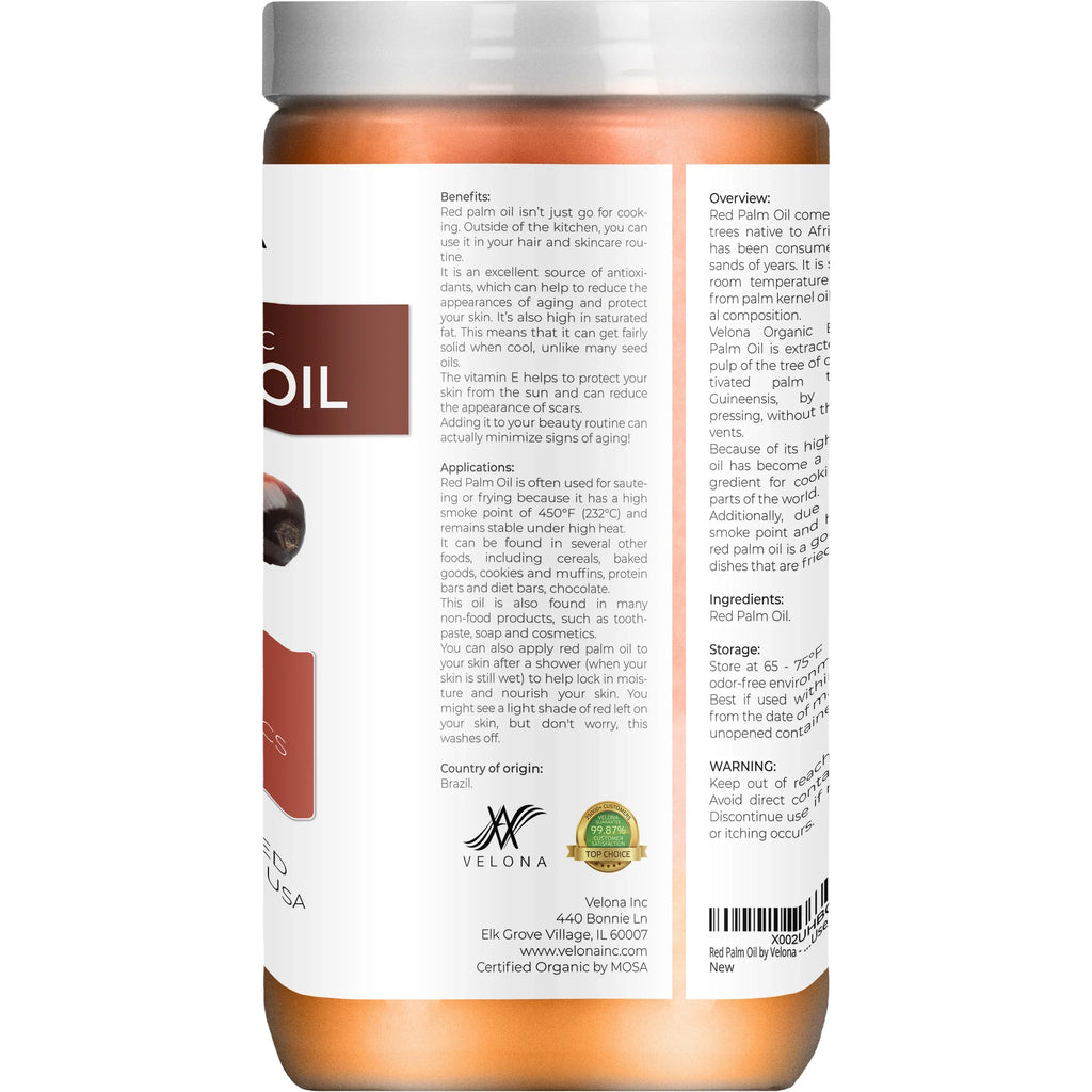 Velona - Extra 32 | | jar Pressed Certified in Cosmetic Cold Today | Organic Oil Palm Care Red | - oz | Grade Body, Food USDA Hair Enjoy Skin, and Use Results Face, Virgin,