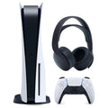 Black Sony Console and PS5 Pulse Headset Bundle Version Disc 3D Playstation 5