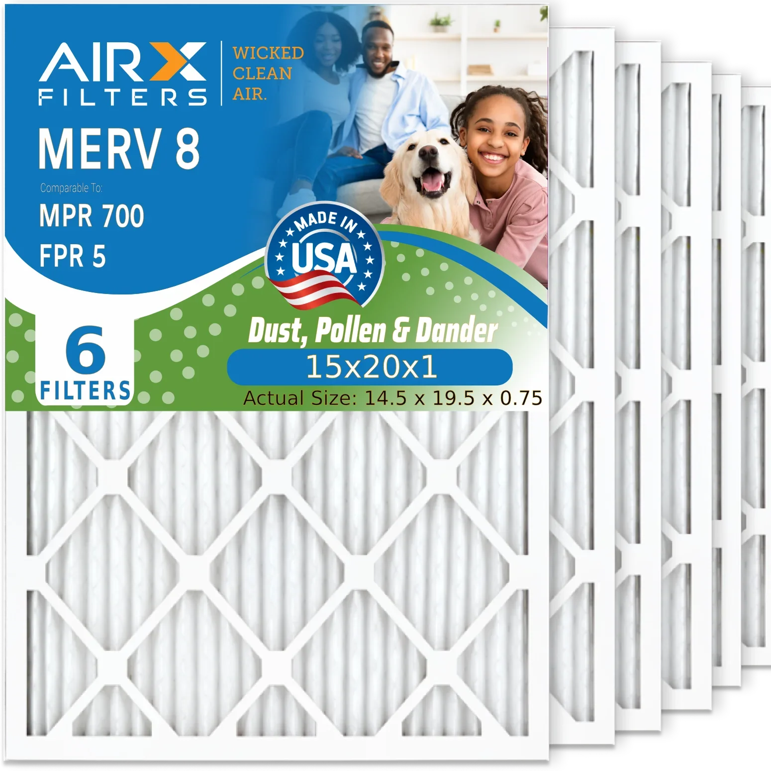 WICKED by 15x20x1 USA Furnace Premium Filters FILTERS Made 5 700 HVAC Filter Pleated Air 6 MPR & 8 to AC 15x20x1 AIR. Filter Air Conditioner MERV FPR Comparable Pack CLEAN Electrostatic AIRX