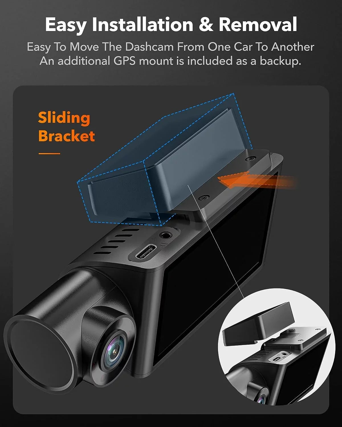 Dash Super WOLFBOX Night WiFi&GPS, Cam Parking IR G-Sensor, 4K Vision, 24H LCD 3 Front Loop Rear Monitor 3" Channel, DashCam with and Recording,