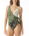 Surplus 6 One-Piece Camuto Printed Tie Vince Swimsuit, Wrap BLACK US