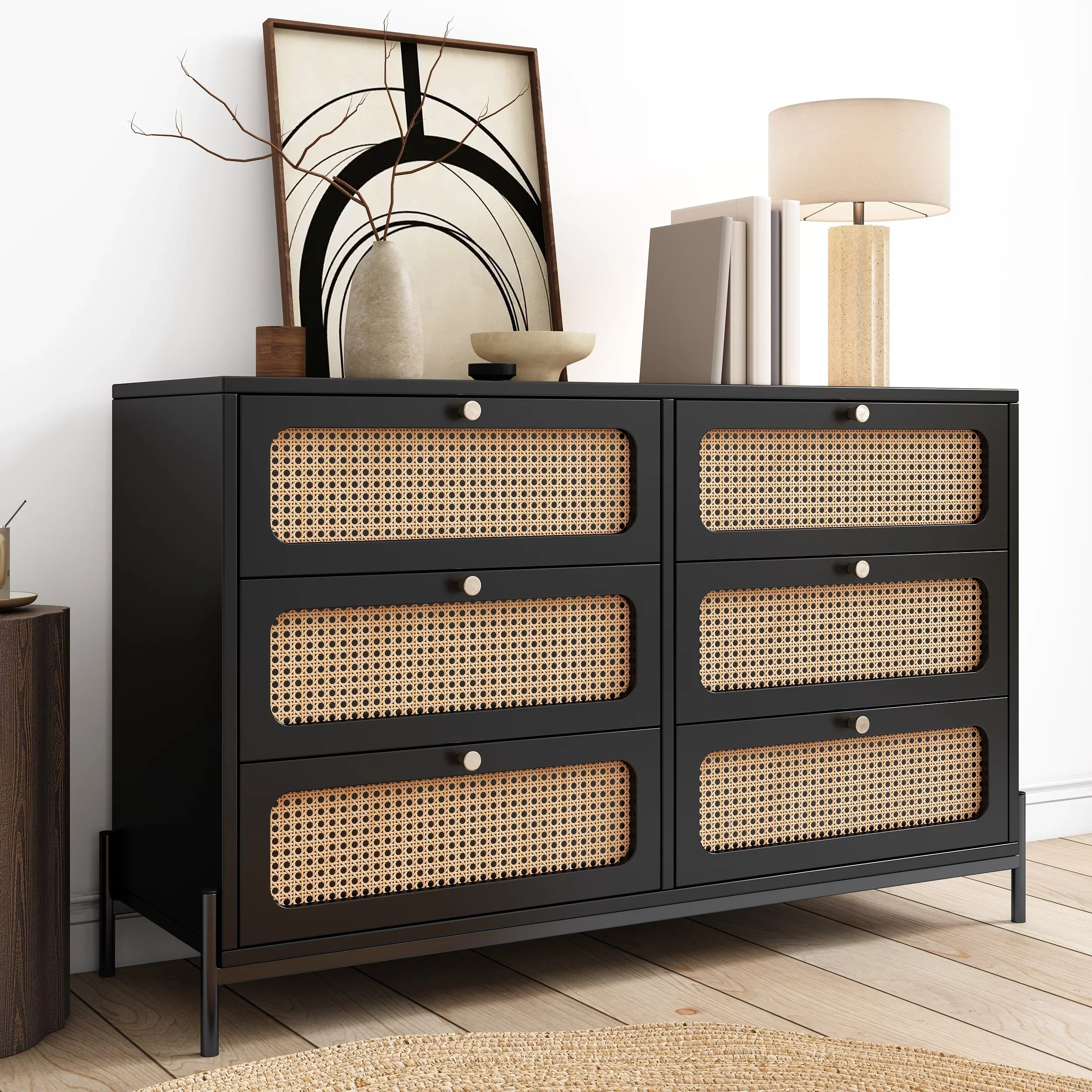 Modern Wood 3 6 Chest Tier Fresco Living Room, Bedroom, Black Drawer, Entryway, Wide of Al with Storage Accent Drawers, Dresser Cabinet for