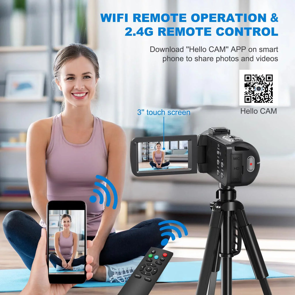 Youtube SD Camera Camcorder 64MP 32GB Remote Mic Video Card, Camera Camera Digital 18X and inch Vlogging 3.0 Video Screen Control, Flip 8K for Camera External 2.4G with Batteries MARVUE Two