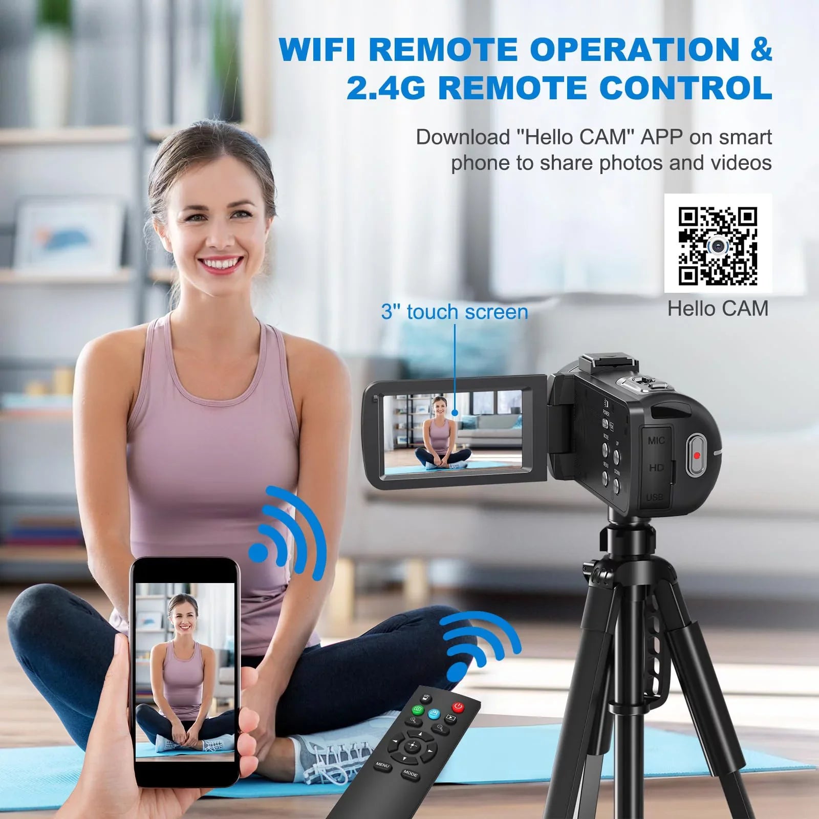 Youtube SD Camera Camcorder 64MP 32GB Remote Mic Video Card, Camera Camera Digital 18X and inch Vlogging 3.0 Video Screen Control, Flip 8K for Camera External 2.4G with Batteries MARVUE Two